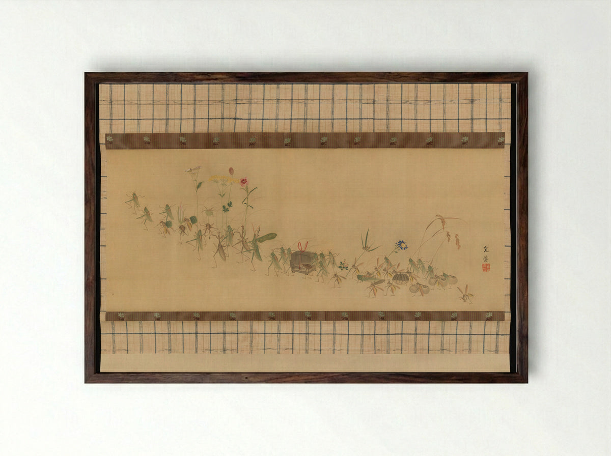 Procession of Insects - Nishiyama Kan'ei - Framed Print Dark Wood