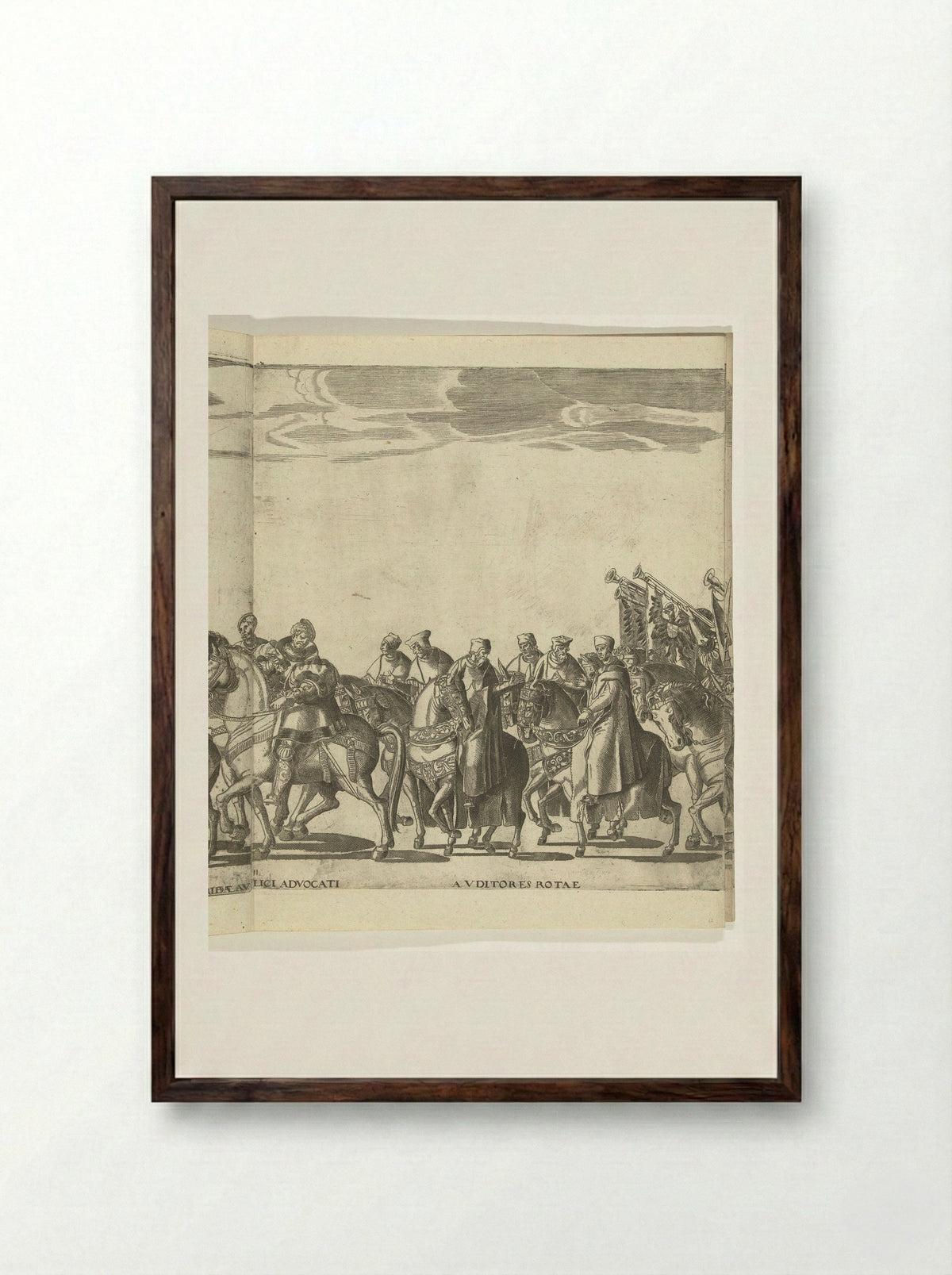 Procession of the Auditors of the Rota - Giovanni Battista Falda - Framed Print Dark Wood