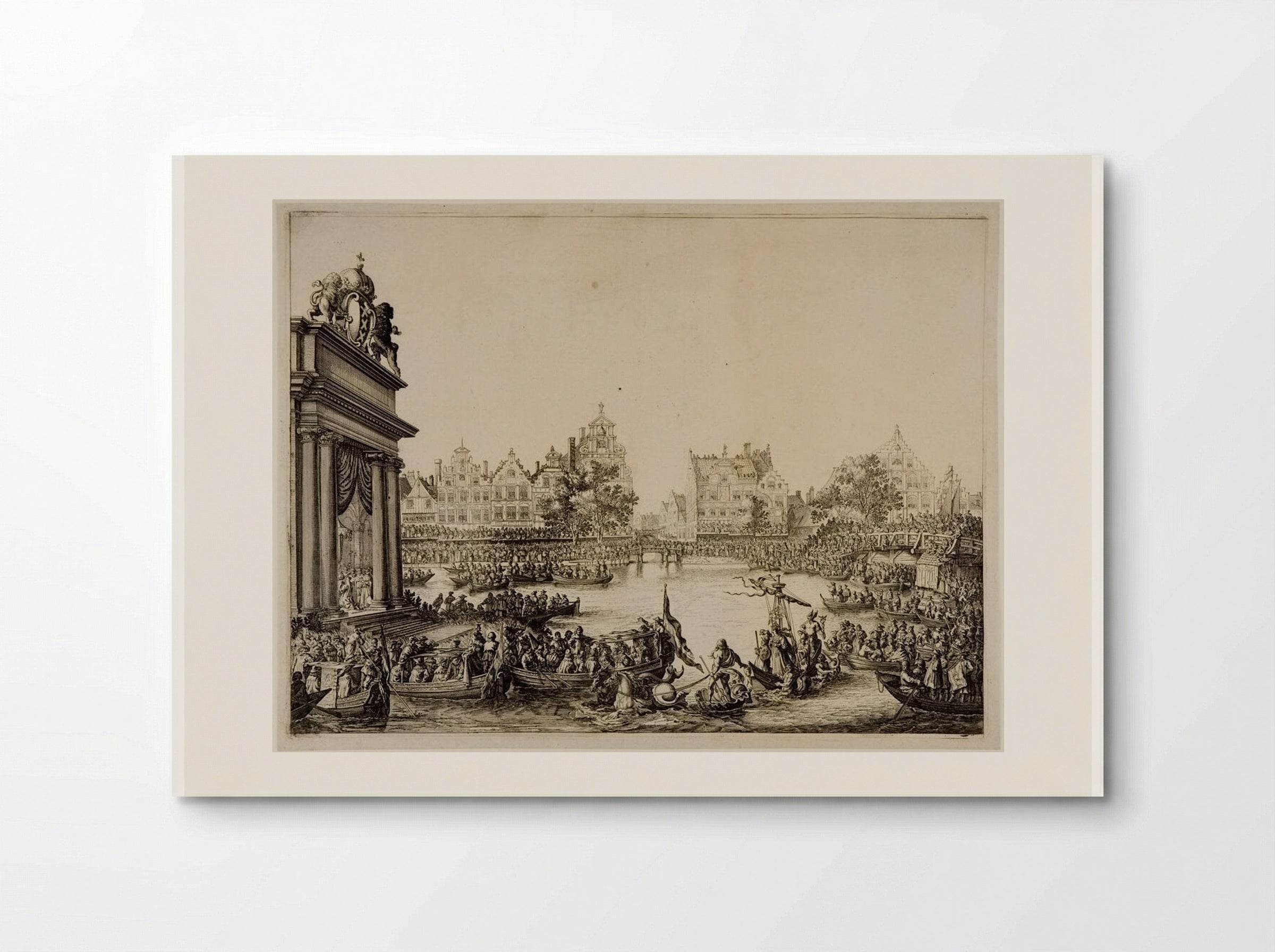 Procession on the Amstel with a Triumphal Arch on the Island at Left - Salomon Savery - Poster