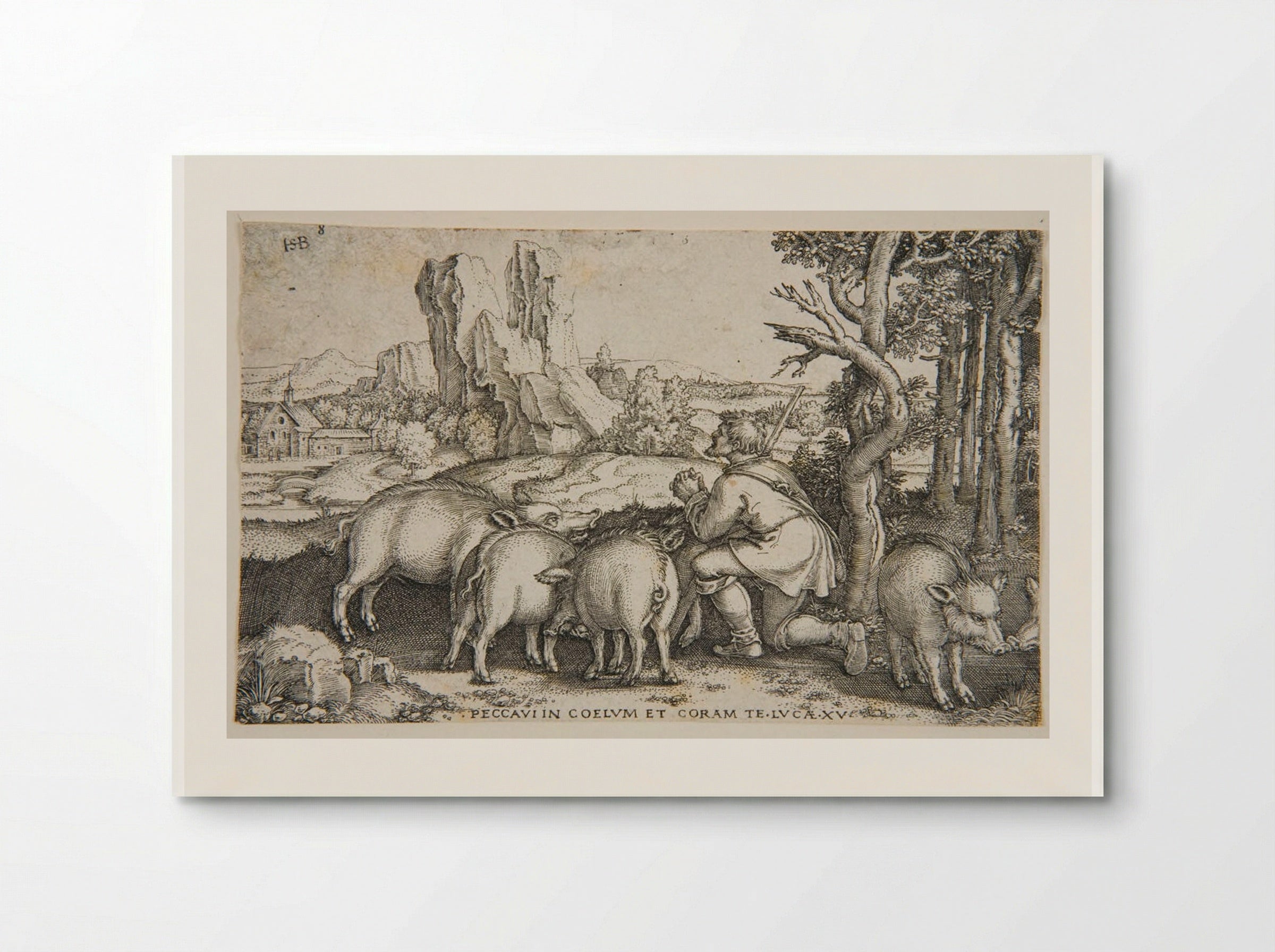 Prodigal Son Keeping his Swine - Sebald Beham - Poster