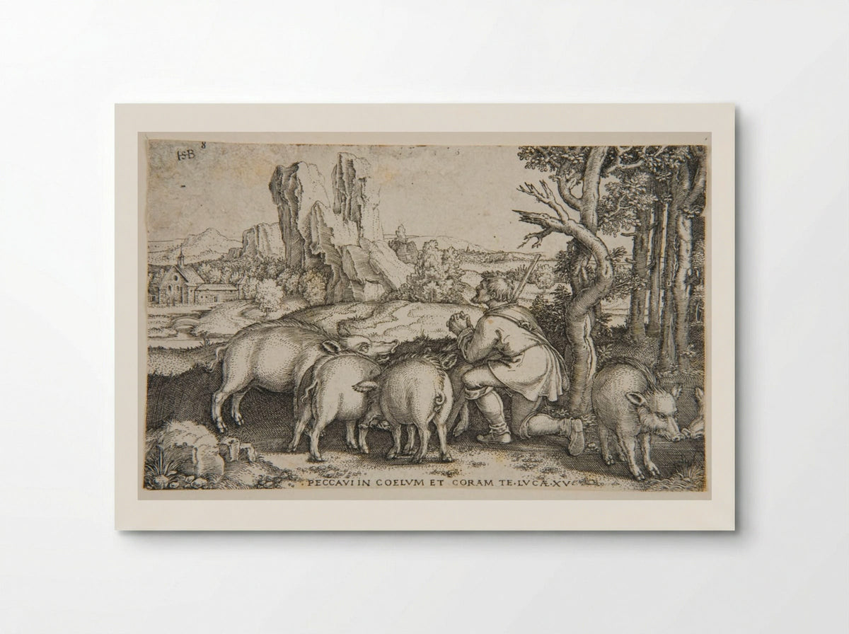 Prodigal Son Keeping his Swine - Sebald Beham - Poster