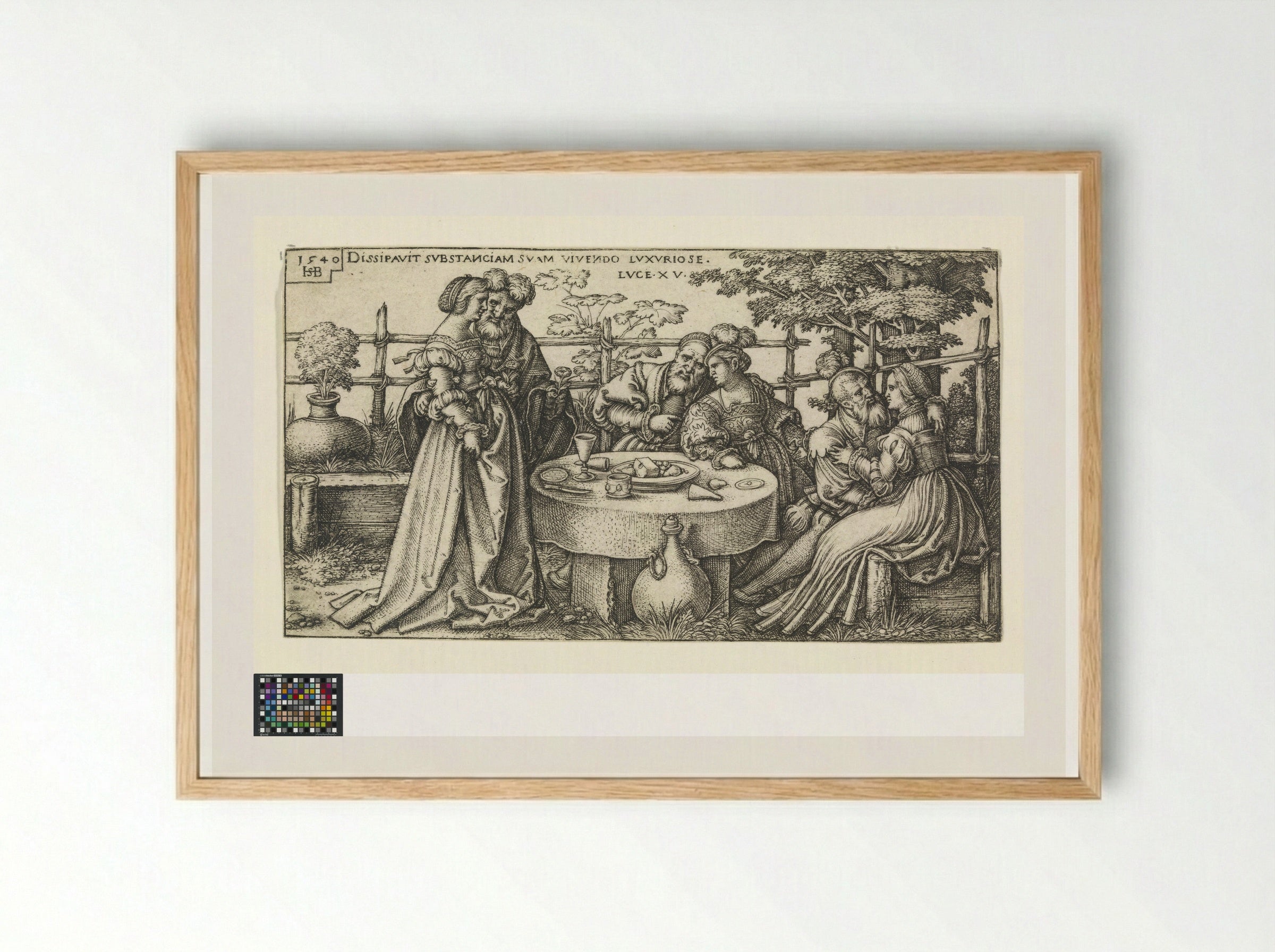 Prodigal Son Wasting his Fortune - Sebald Beham - Framed Print Wood