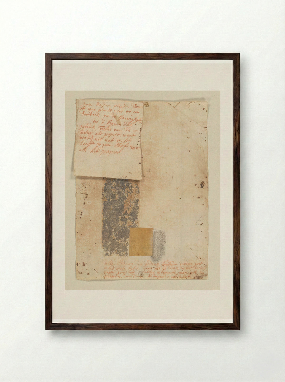 Proef van grafische techniek met verklarende tekst - Cornelis Ploos van Amstel - Framed Print Dark Wood