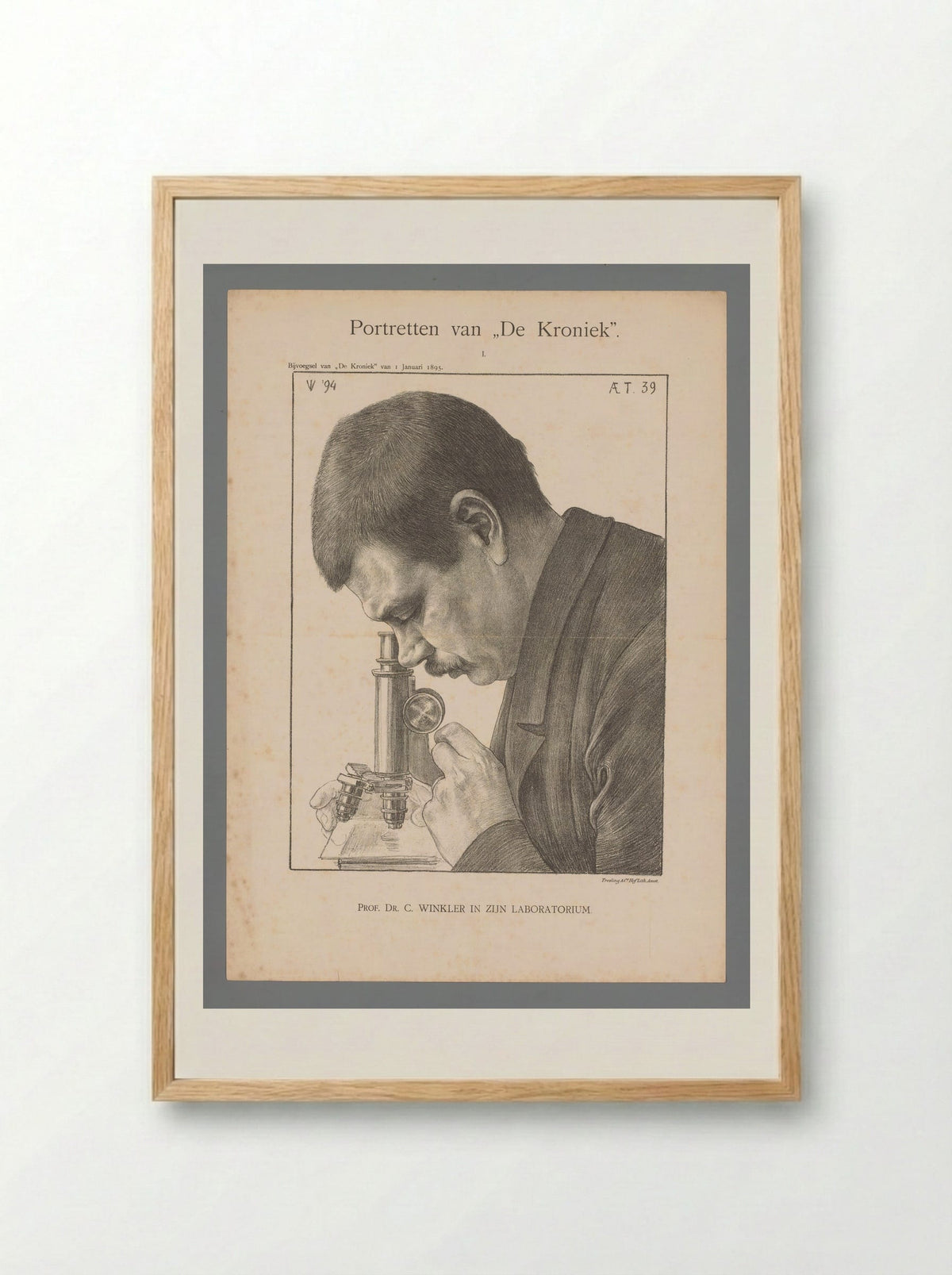Prof. Dr. C. Winkler in zijn laboratorium - Jan Veth - Framed Print Wood