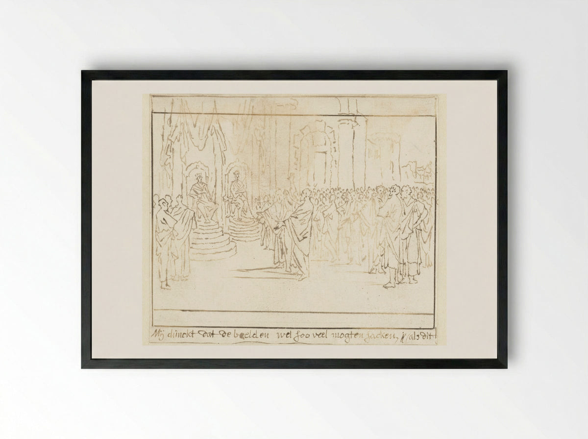 Profeet Micha voor de koningen Achab en Josaphat - Caspar Luyken - Framed Print Black