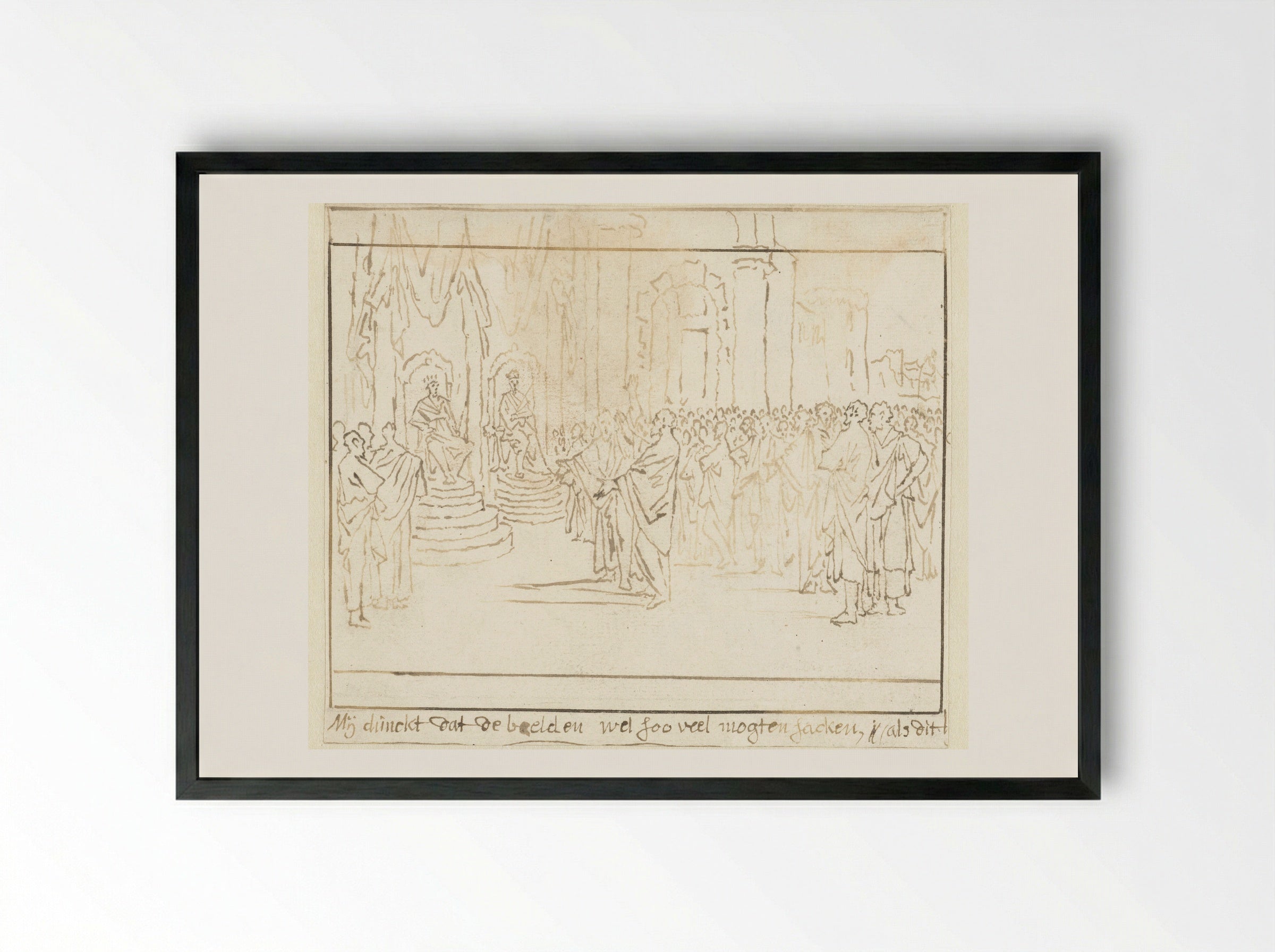 Profeet Micha voor de koningen Achab en Josaphat - Caspar Luyken - Framed Print Black