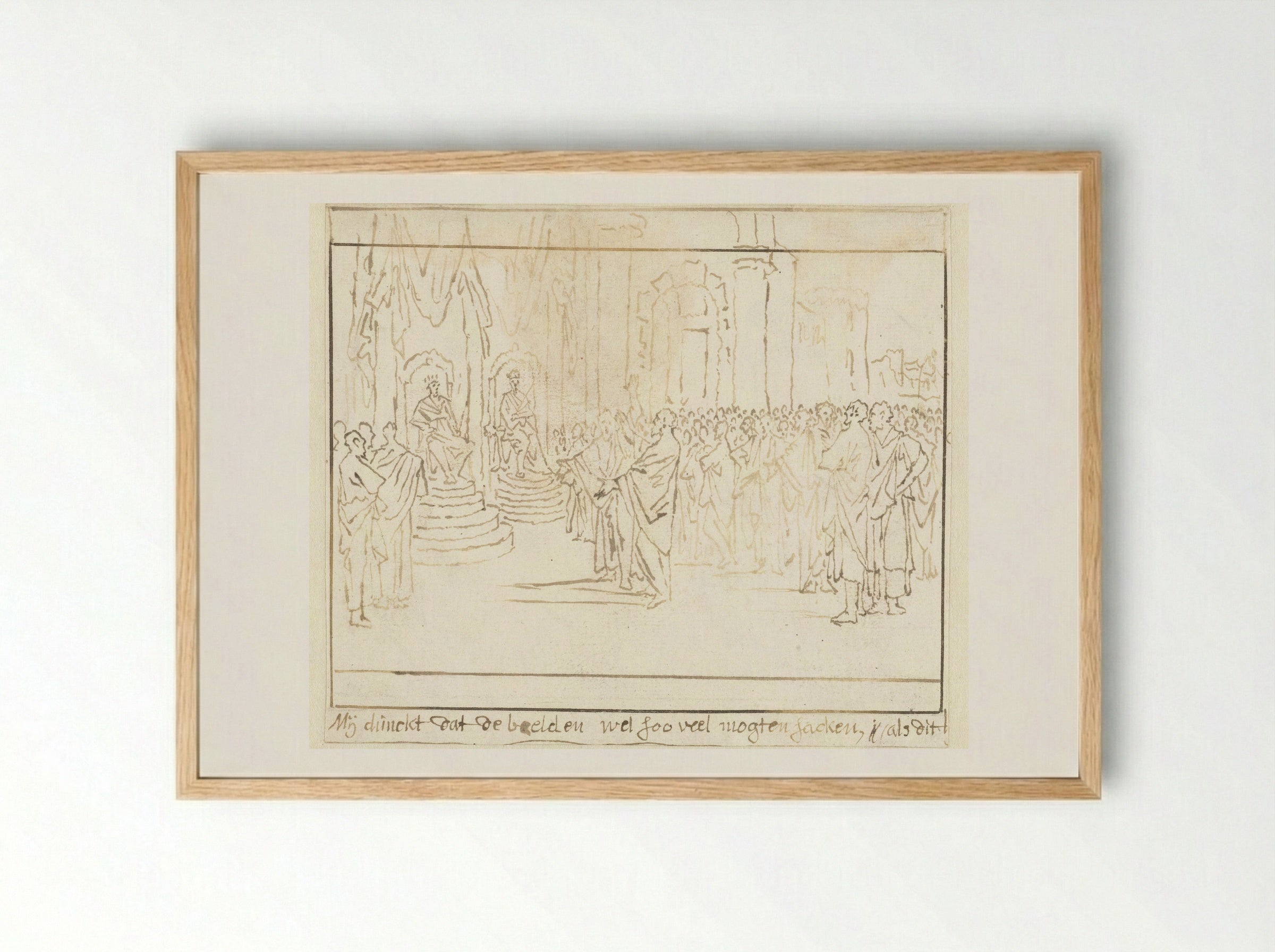 Profeet Micha voor de koningen Achab en Josaphat - Caspar Luyken - Framed Print Wood