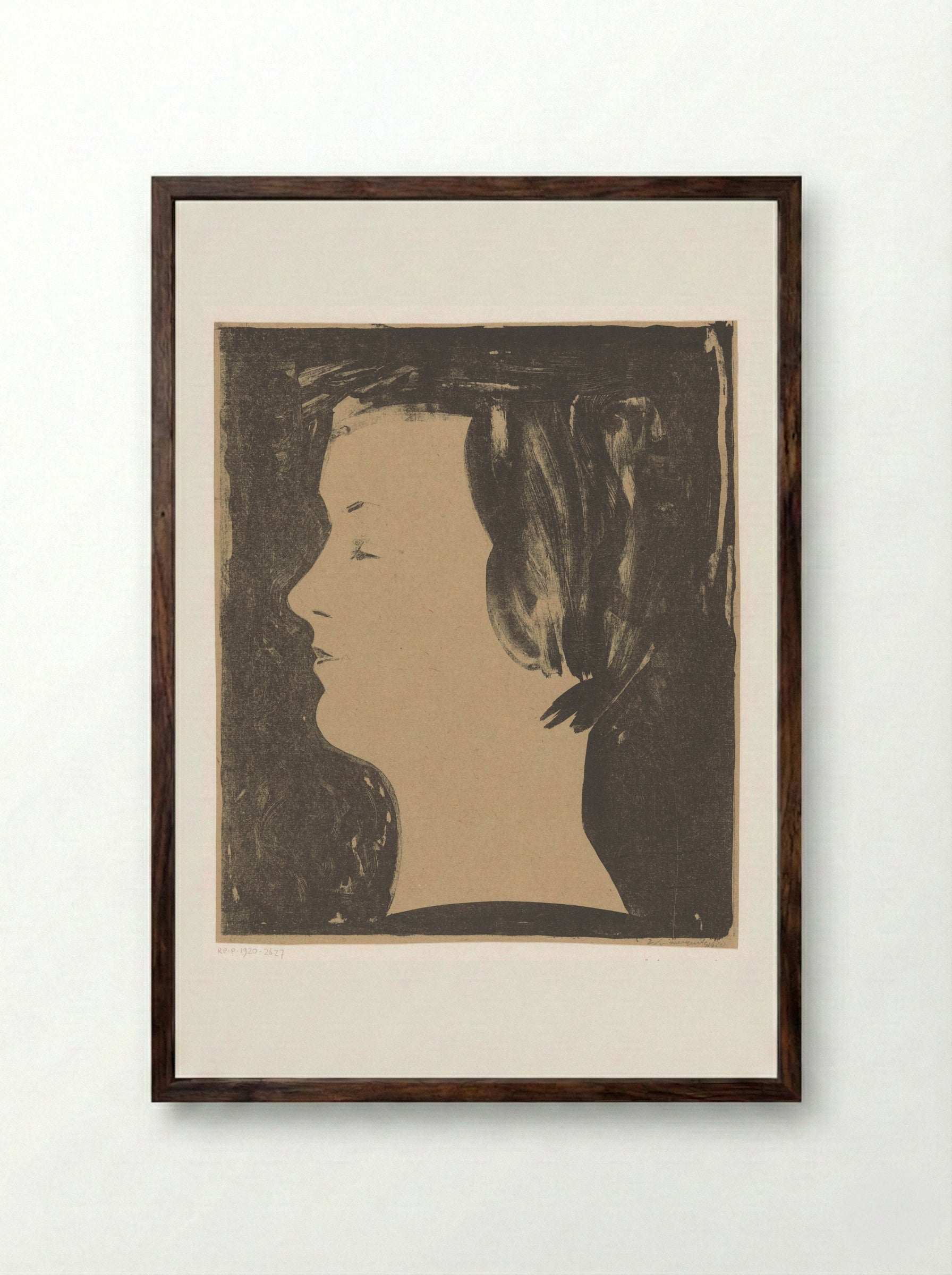 Profiel (meisjesprofiel) - Samuel Jessurun de Mesquita - Framed Print Dark Wood