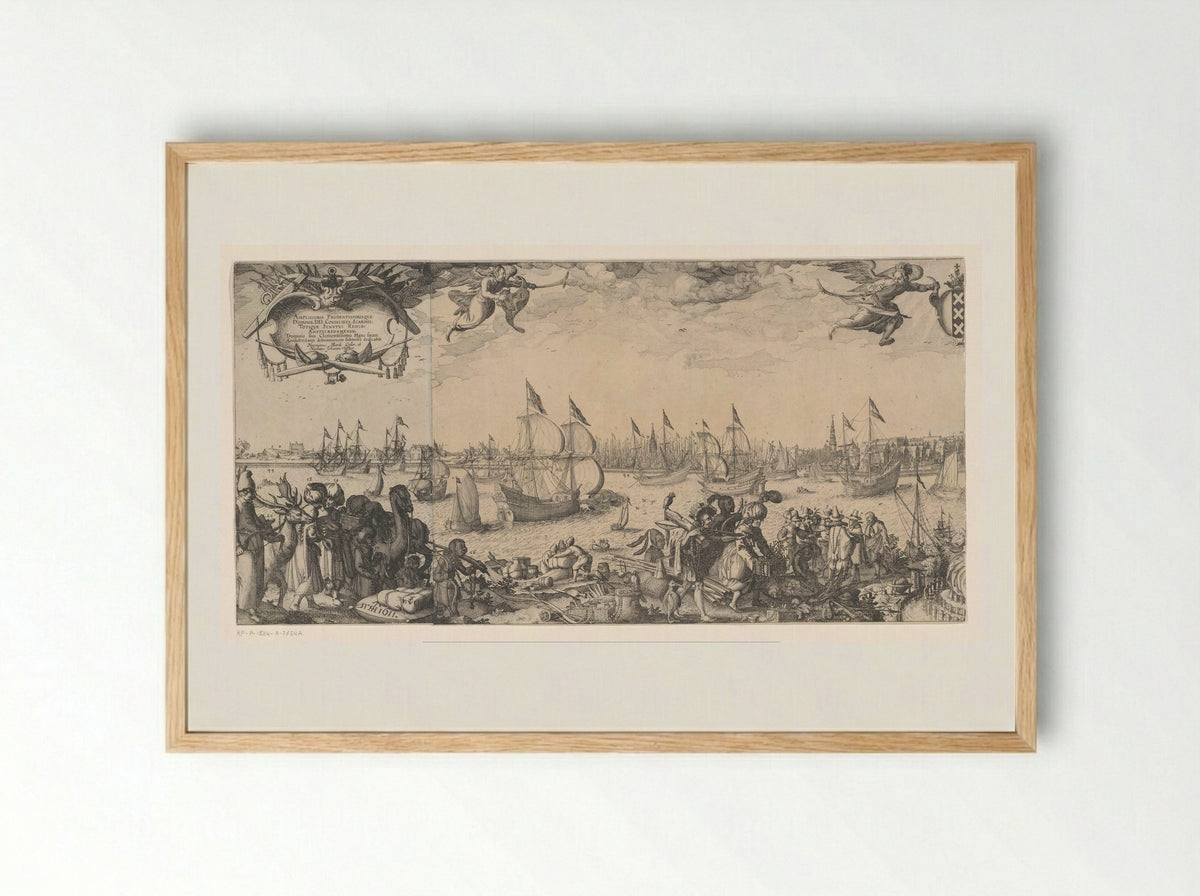 Profiel van Amsterdam, gezien vanaf het IJ (linkerdeel) - Pieter Bast - Framed Print Wood