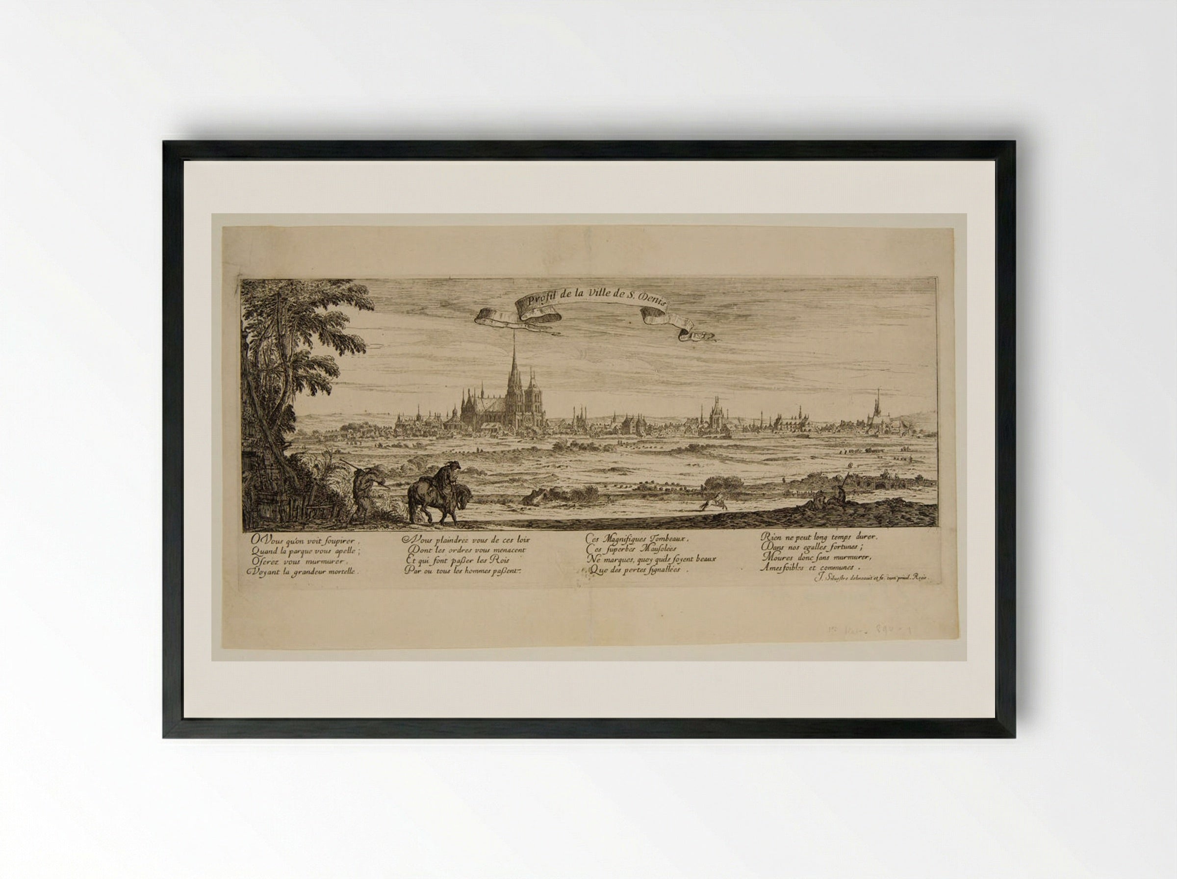 Profil de la Ville de S. Denis - Israël Silvestre - Framed Print Black
