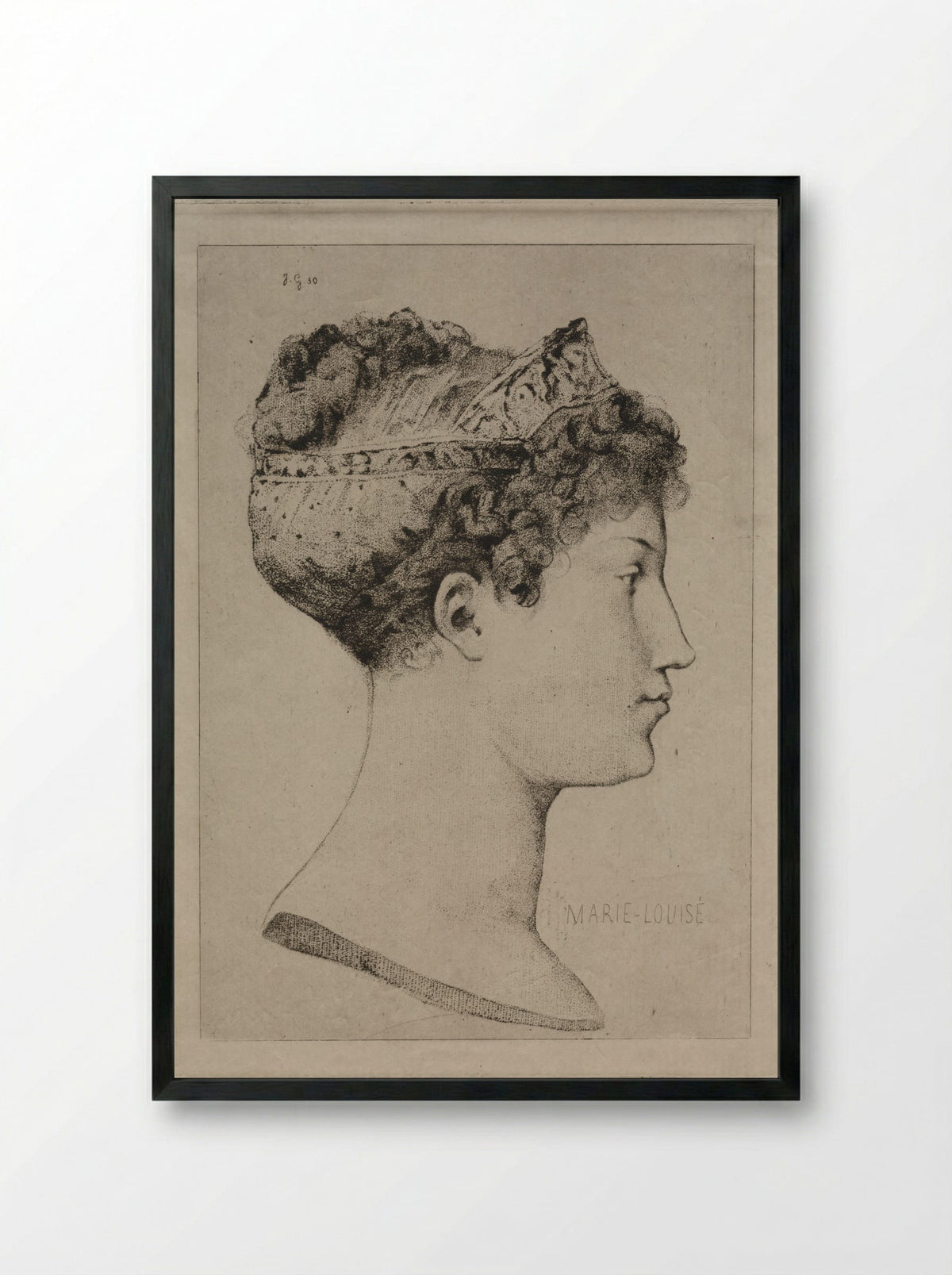 Profile of Marie-Louise - Jules de Goncourt - Framed Print Black