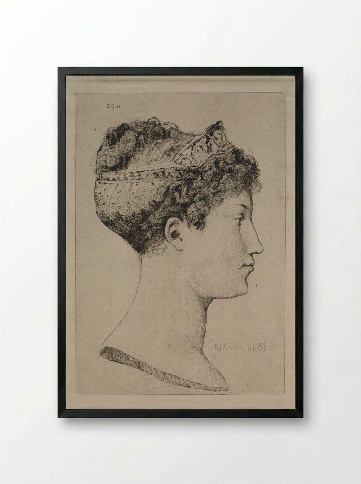 Profile of Marie-Louise - Jules de Goncourt - Framed Print Black