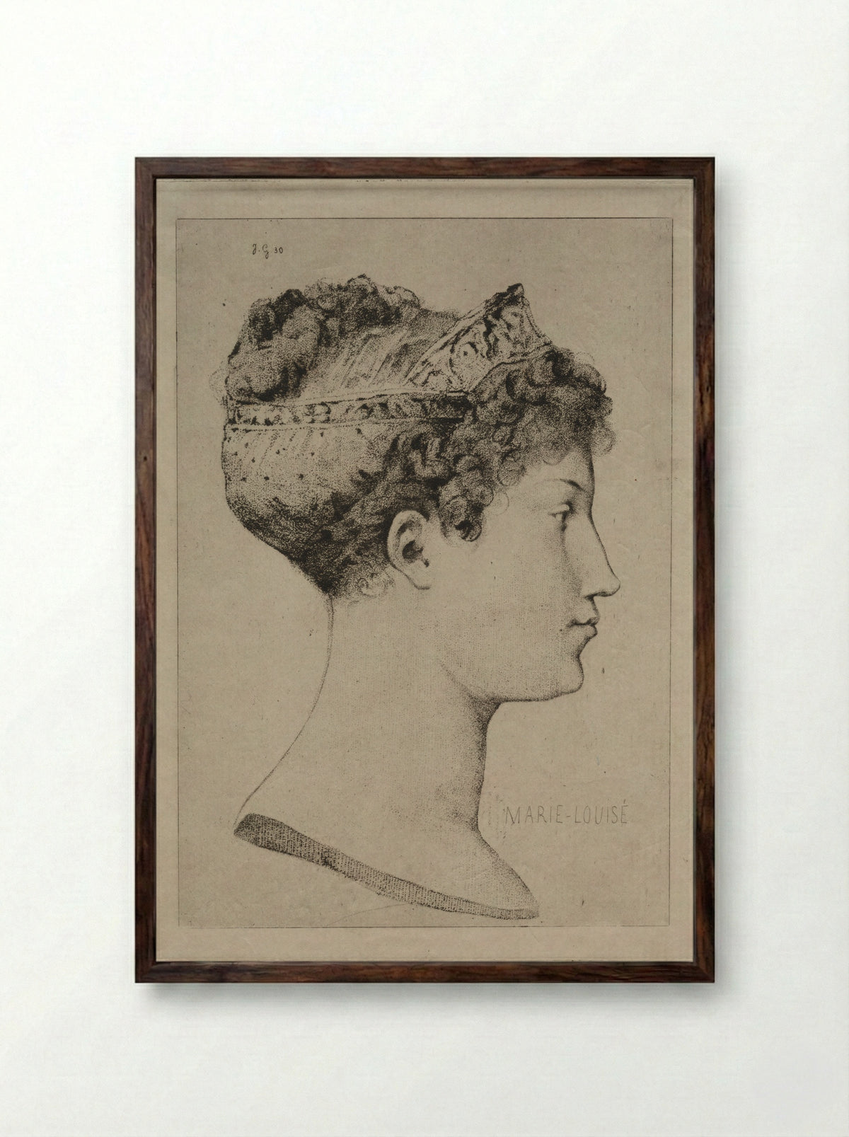 Profile of Marie-Louise - Jules de Goncourt - Framed Print Dark Wood