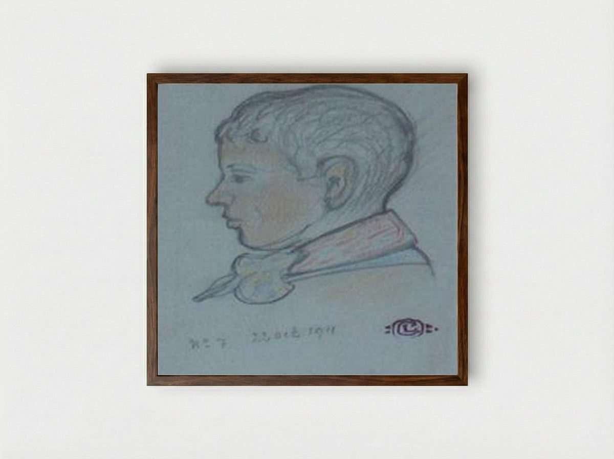 Profile of a Young Boy - Georges Lemmen - Framed Print Dark Wood