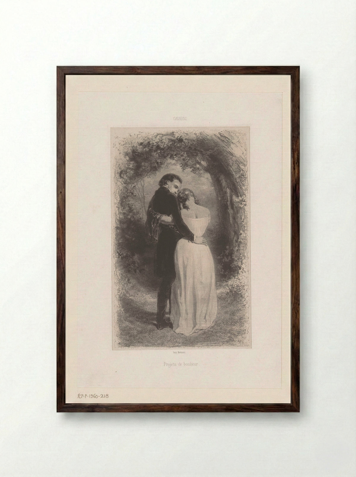 Projets de bonheur - Paul Gavarni - Framed Print Dark Wood