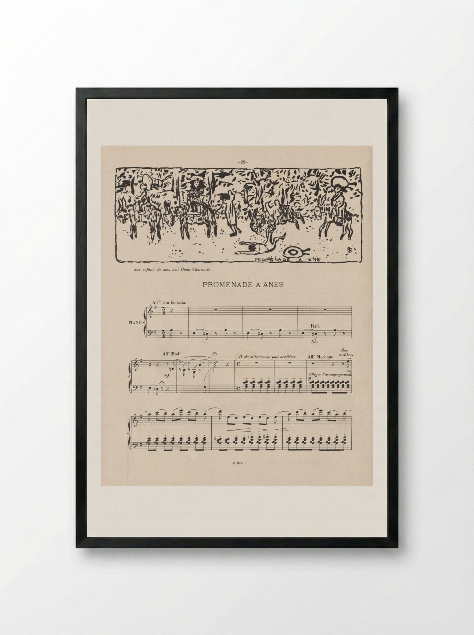 Promenade à ânes - Pierre Bonnard - Framed Print Black
