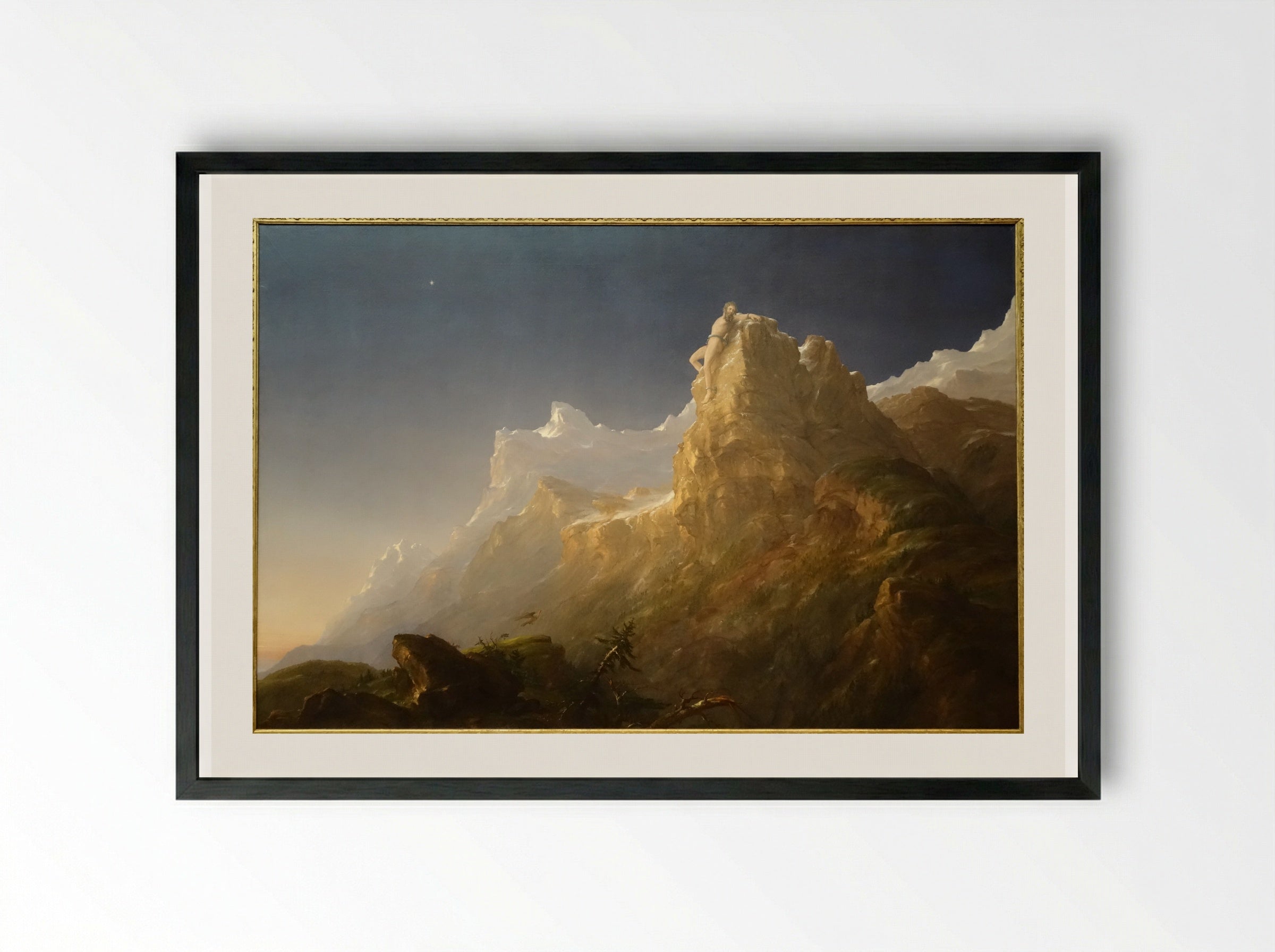 Prometheus Bound - Thomas Cole - Framed Print Black