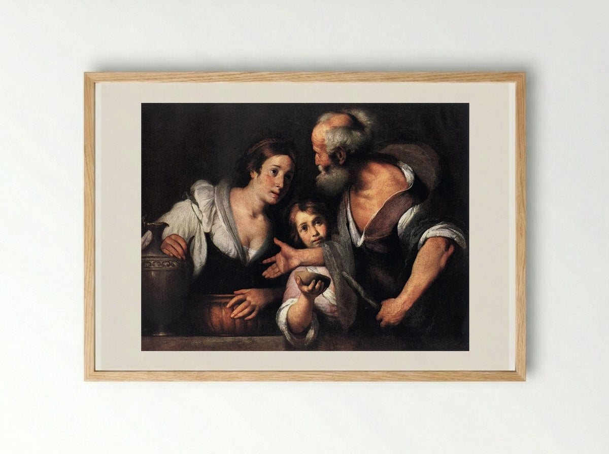 Prophet Elijah and the Widow of Sarepta - Bernardo Strozzi - Framed Print Wood