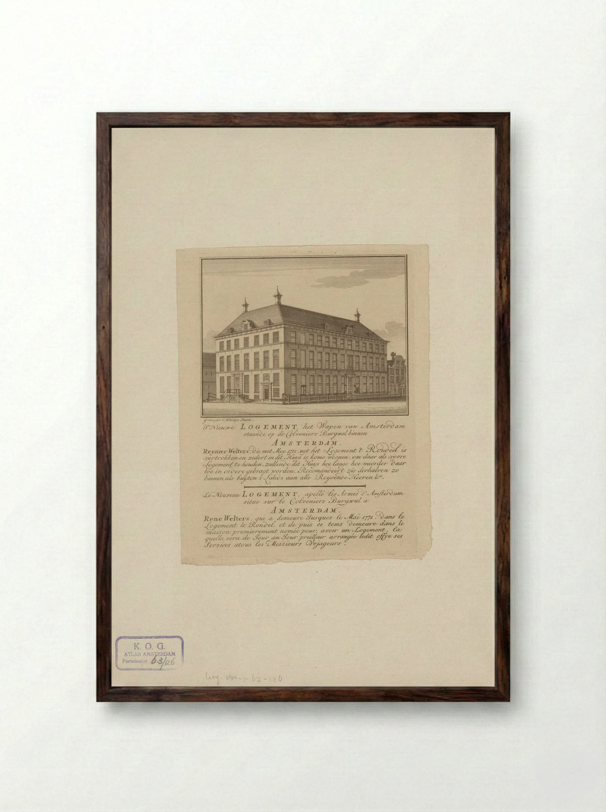 Prospectus voor herberg Het Wapen van Amsterdam - Caspar Jacobsz. Philips - Framed Print Dark Wood