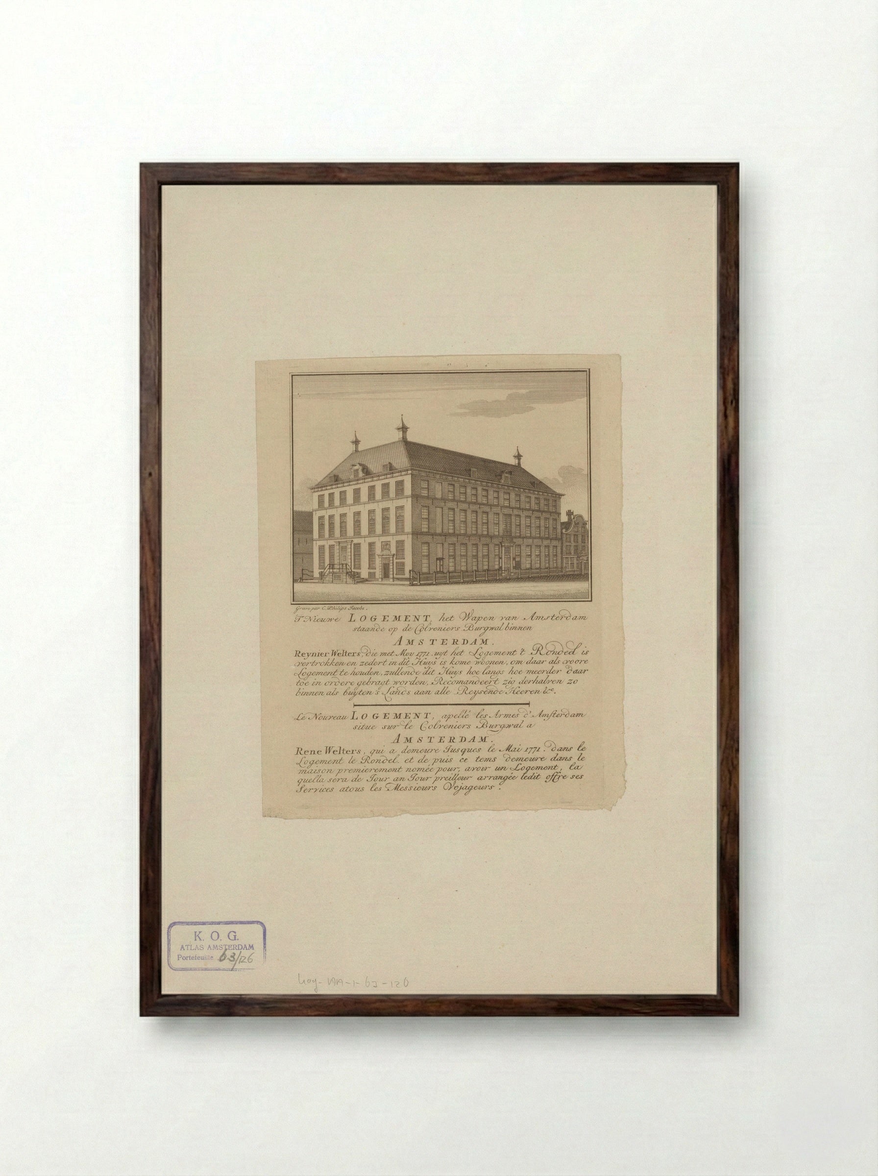 Prospectus voor herberg Het Wapen van Amsterdam - Caspar Jacobsz. Philips - Framed Print Dark Wood