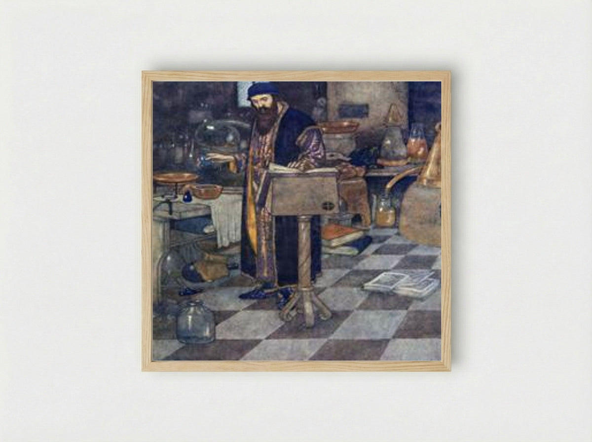 Prospero in Secret Studies (from The Tempest) - Walter Crane - Framed Print Wood