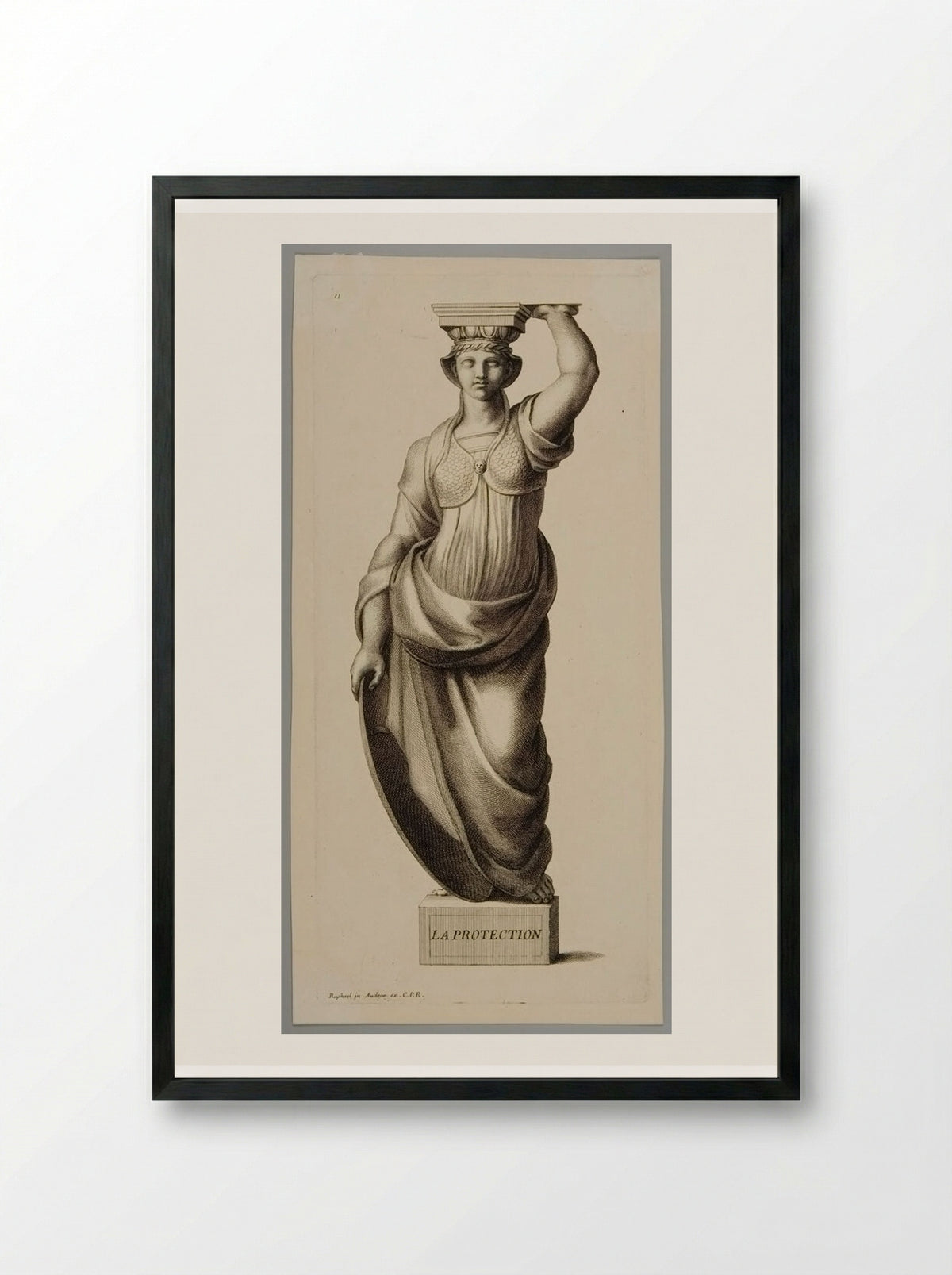 Protection (Caryatid Figure) - Gérard Audran - Framed Print Black