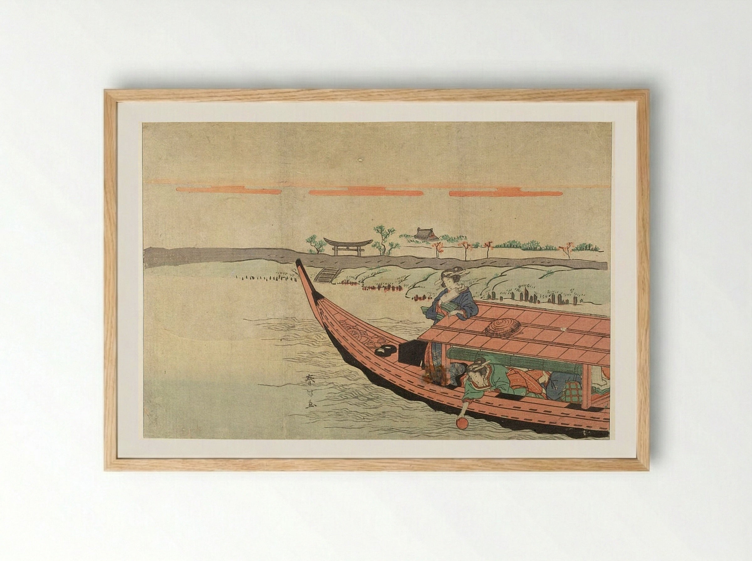 Prow of Red and Black Boat - Katsukawa Shunkō - Framed Print Wood