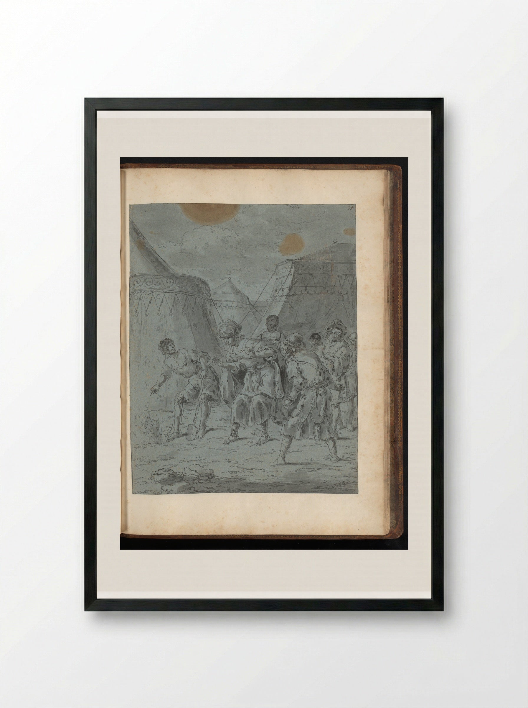 Proxenus Finds an Oil Spring in the Camp of Alexander the Great - Leonaert Bramer - Framed Print Black
