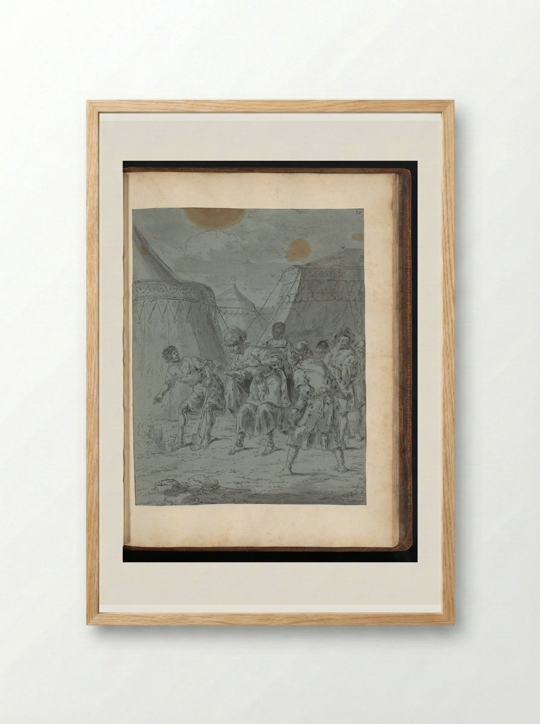 Proxenus Finds an Oil Spring in the Camp of Alexander the Great - Leonaert Bramer - Framed Print Wood