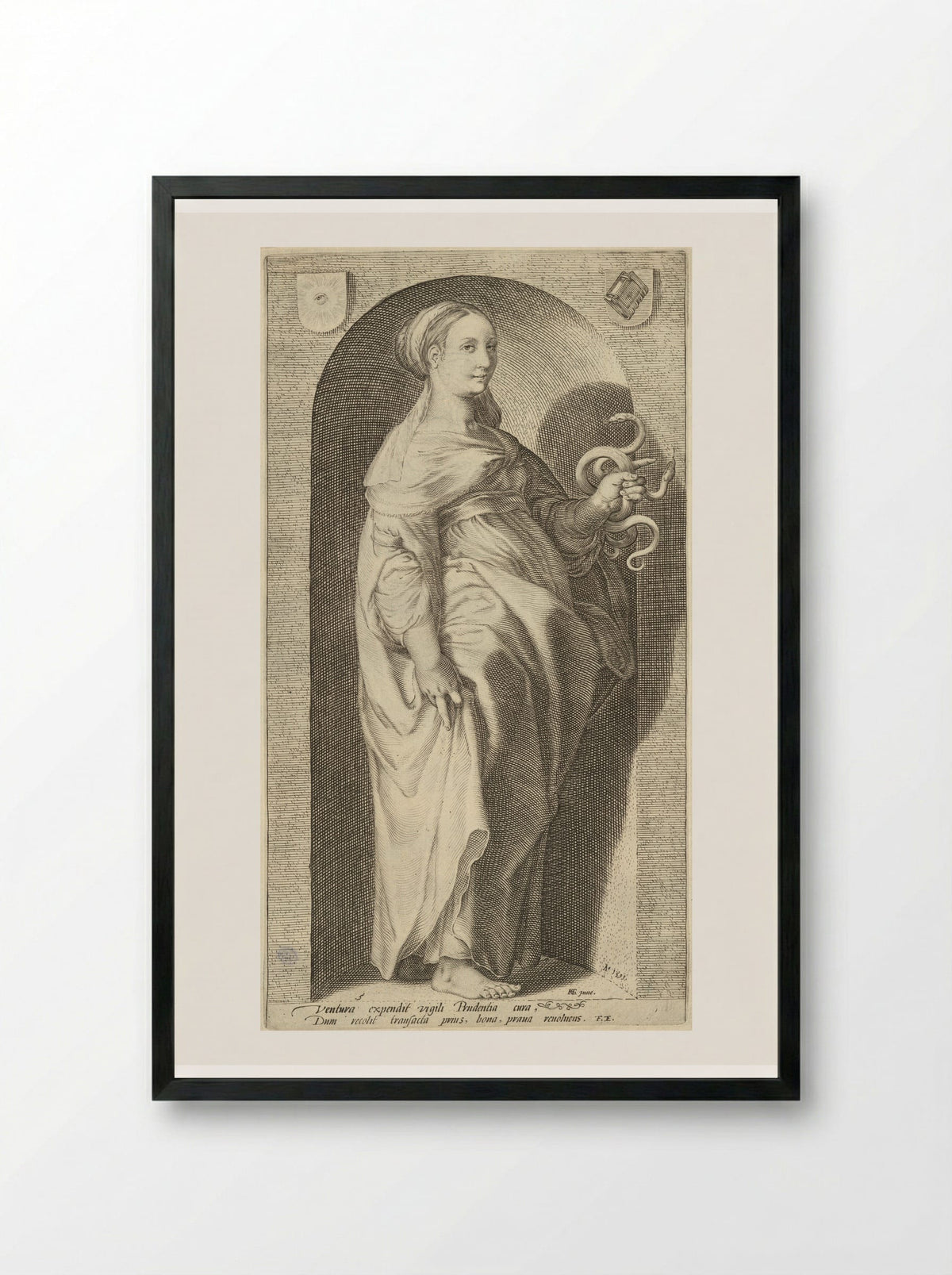Prudence - Jacob Matham - Framed Print Black