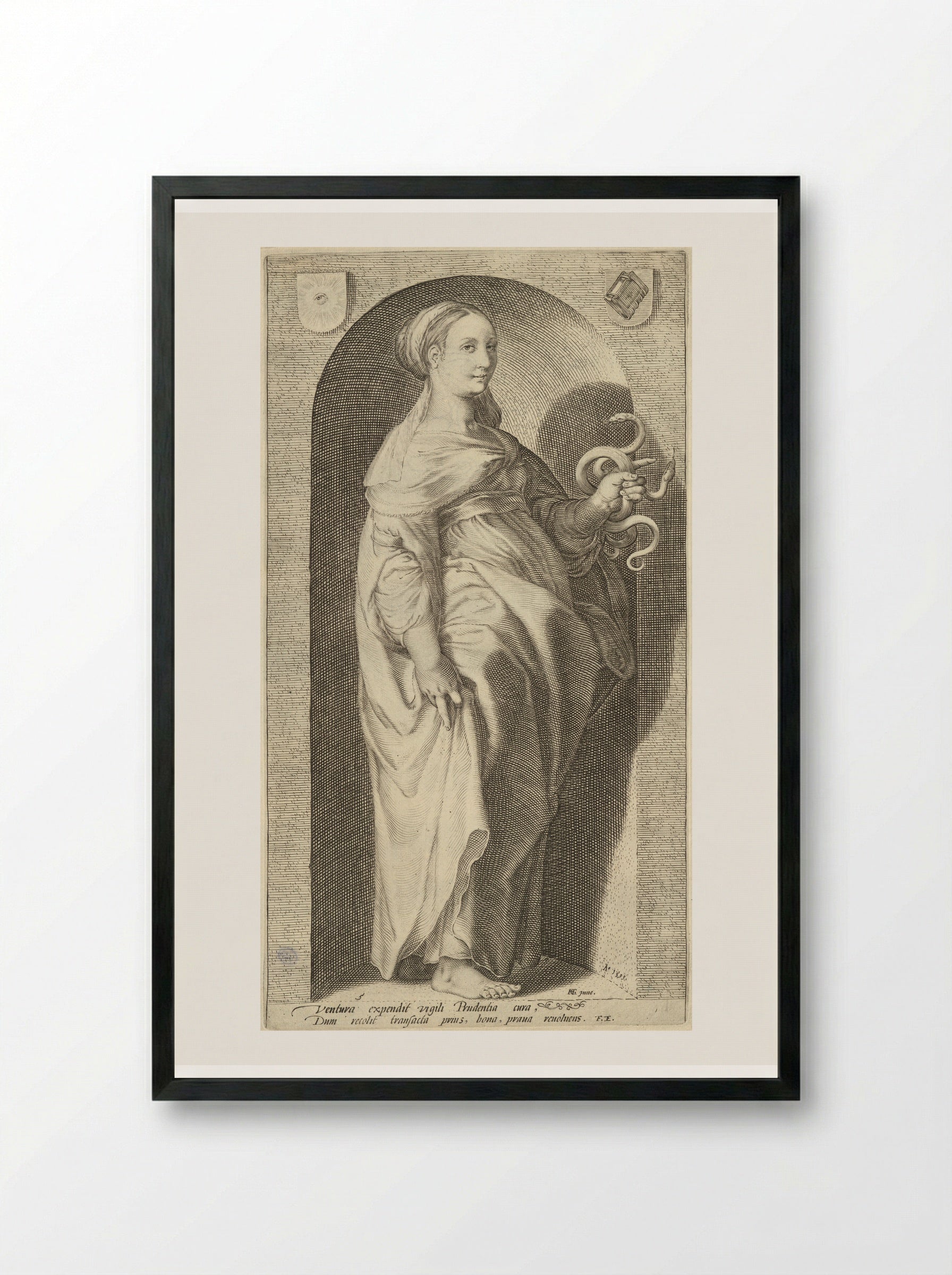 Prudence - Jacob Matham - Framed Print Black