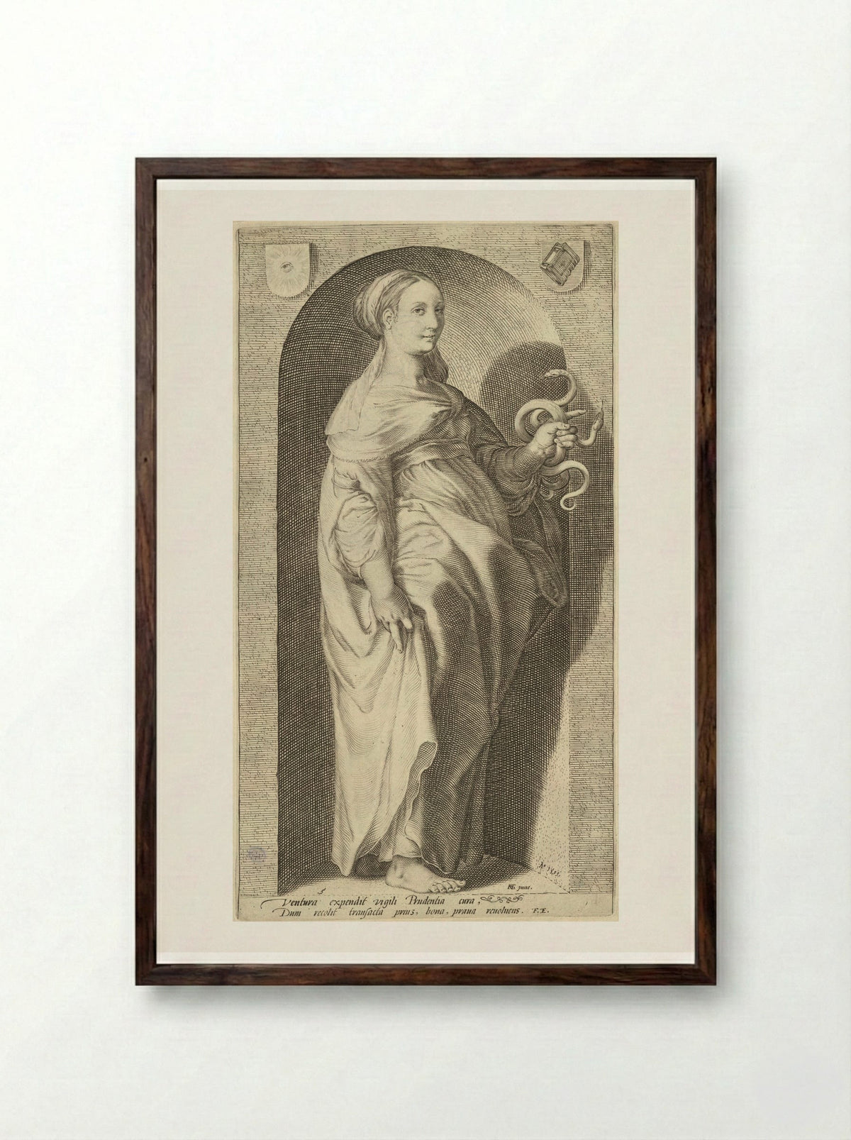 Prudence - Jacob Matham - Framed Print Dark Wood