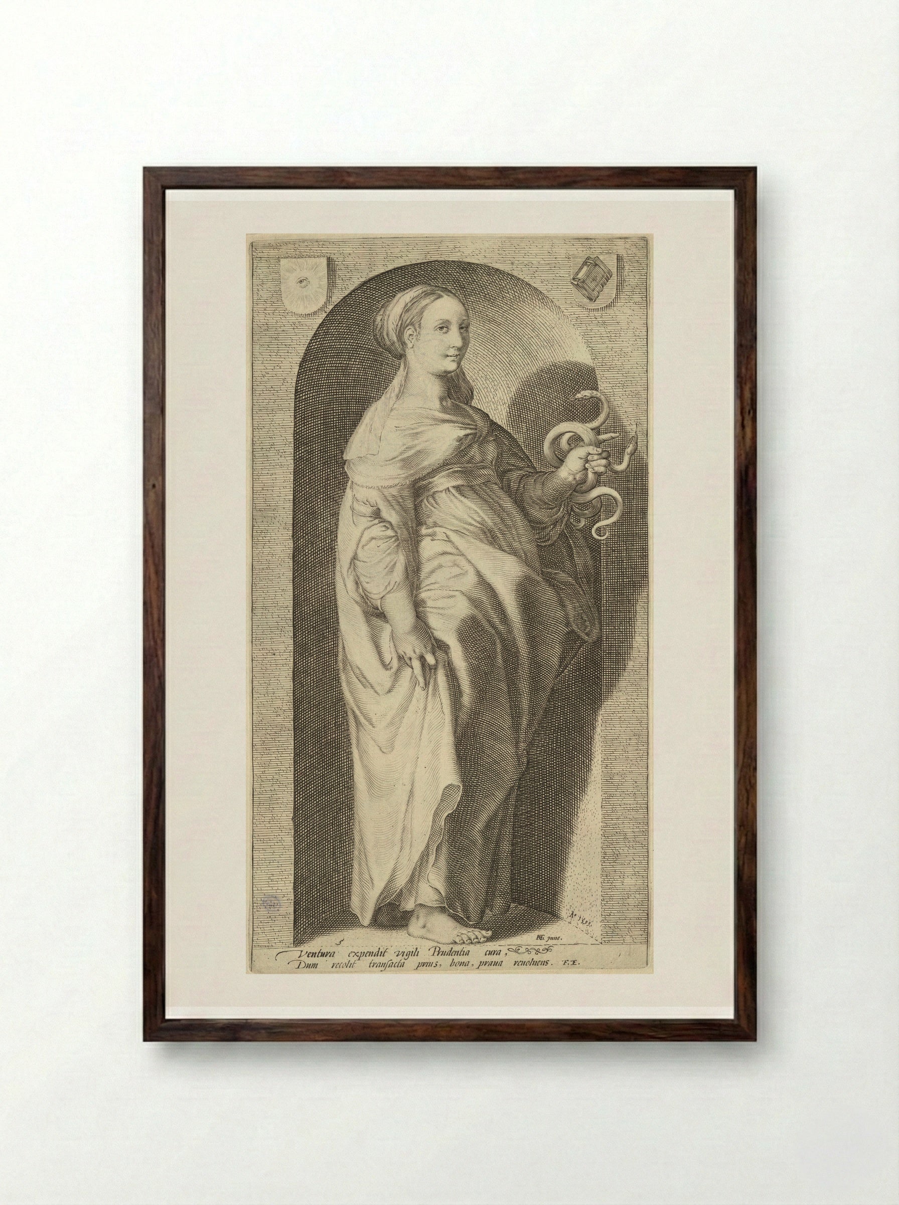 Prudence - Jacob Matham - Framed Print Dark Wood