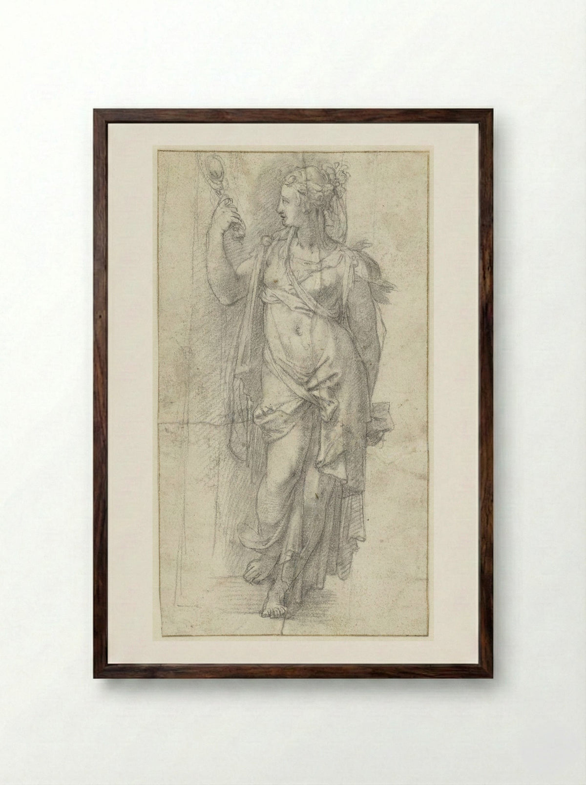 Prudentia - Alessandro Allori - Framed Print Dark Wood