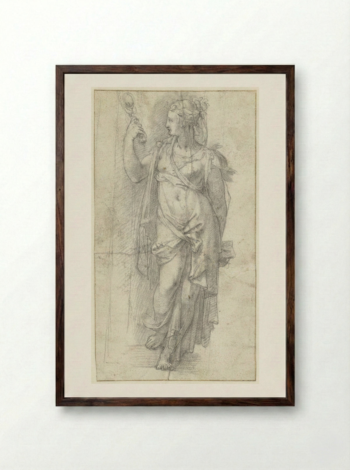 Prudentia - Alessandro Allori - Framed Print Dark Wood