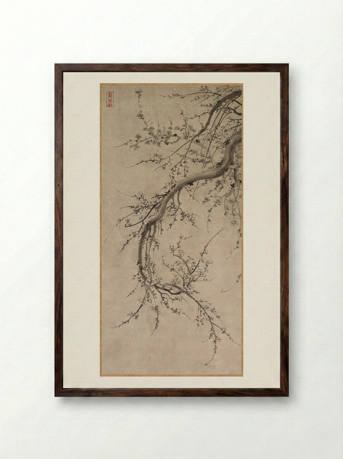 Prunus - Kano Einō - Framed Print Dark Wood