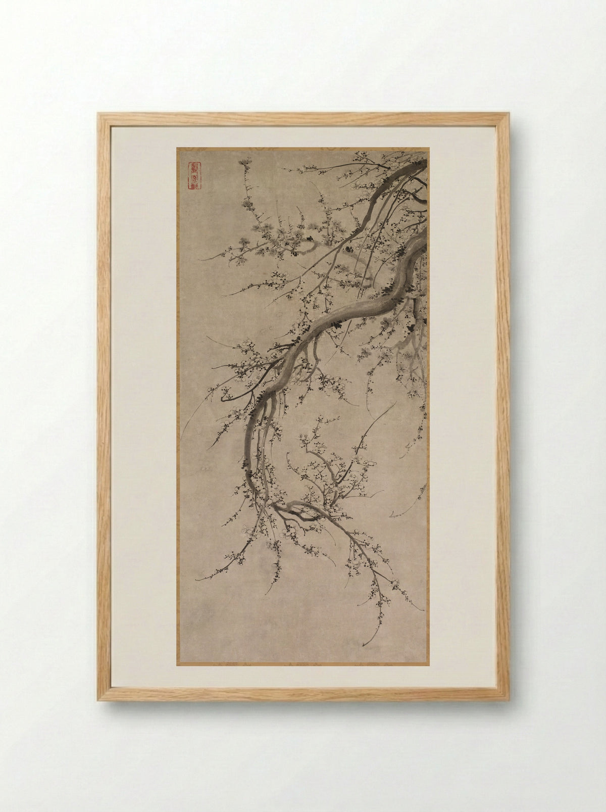 Prunus - Kano Einō - Framed Print Wood