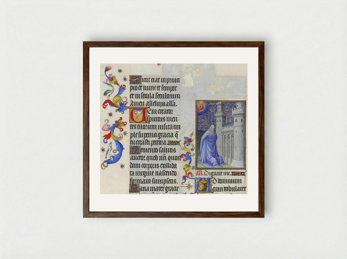 Psalm CXIX - Limbourg brothers - Framed Print Dark Wood