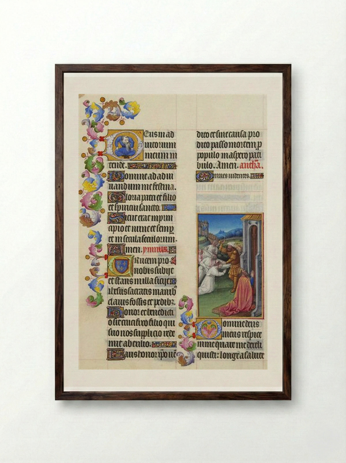 Psalm XXI - Limbourg brothers - Framed Print Dark Wood
