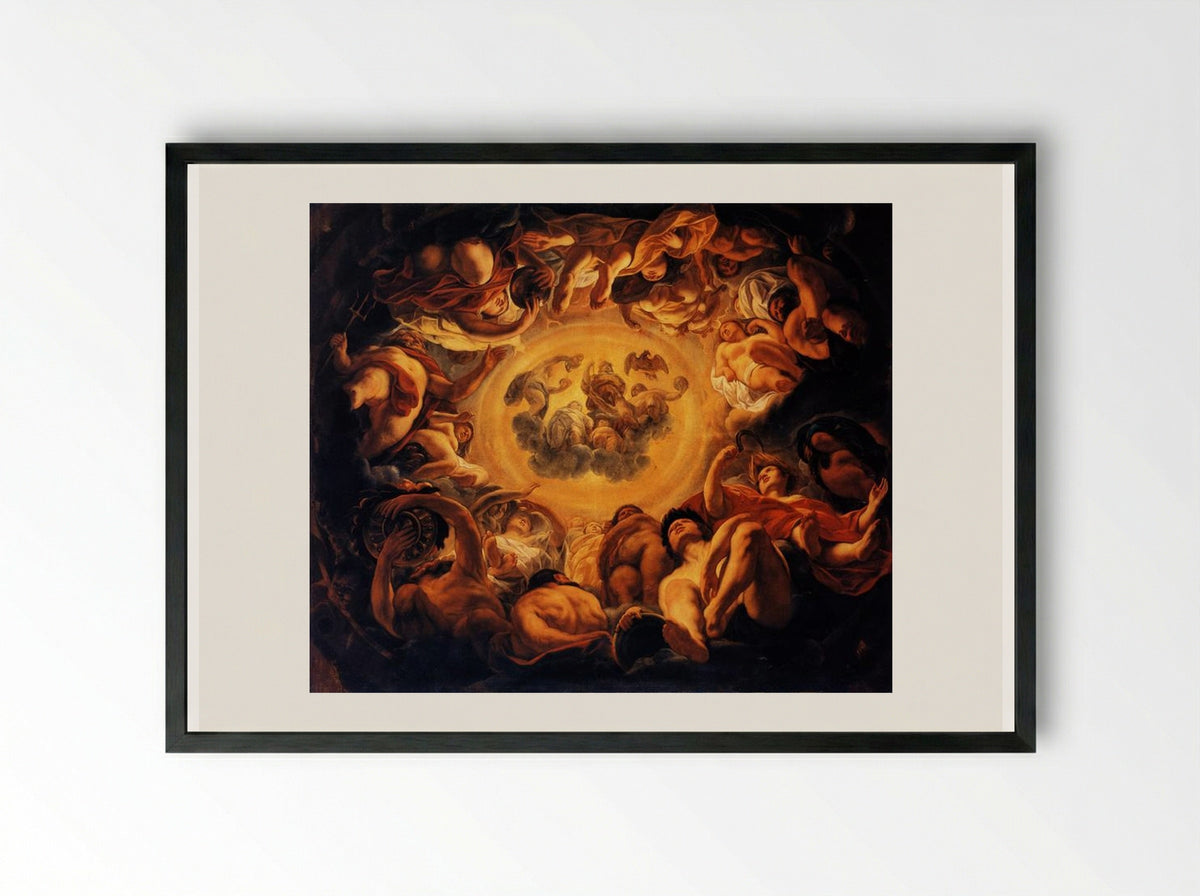 Psyche hosted on Olympus - Jacob Jordaens - Framed Print Black
