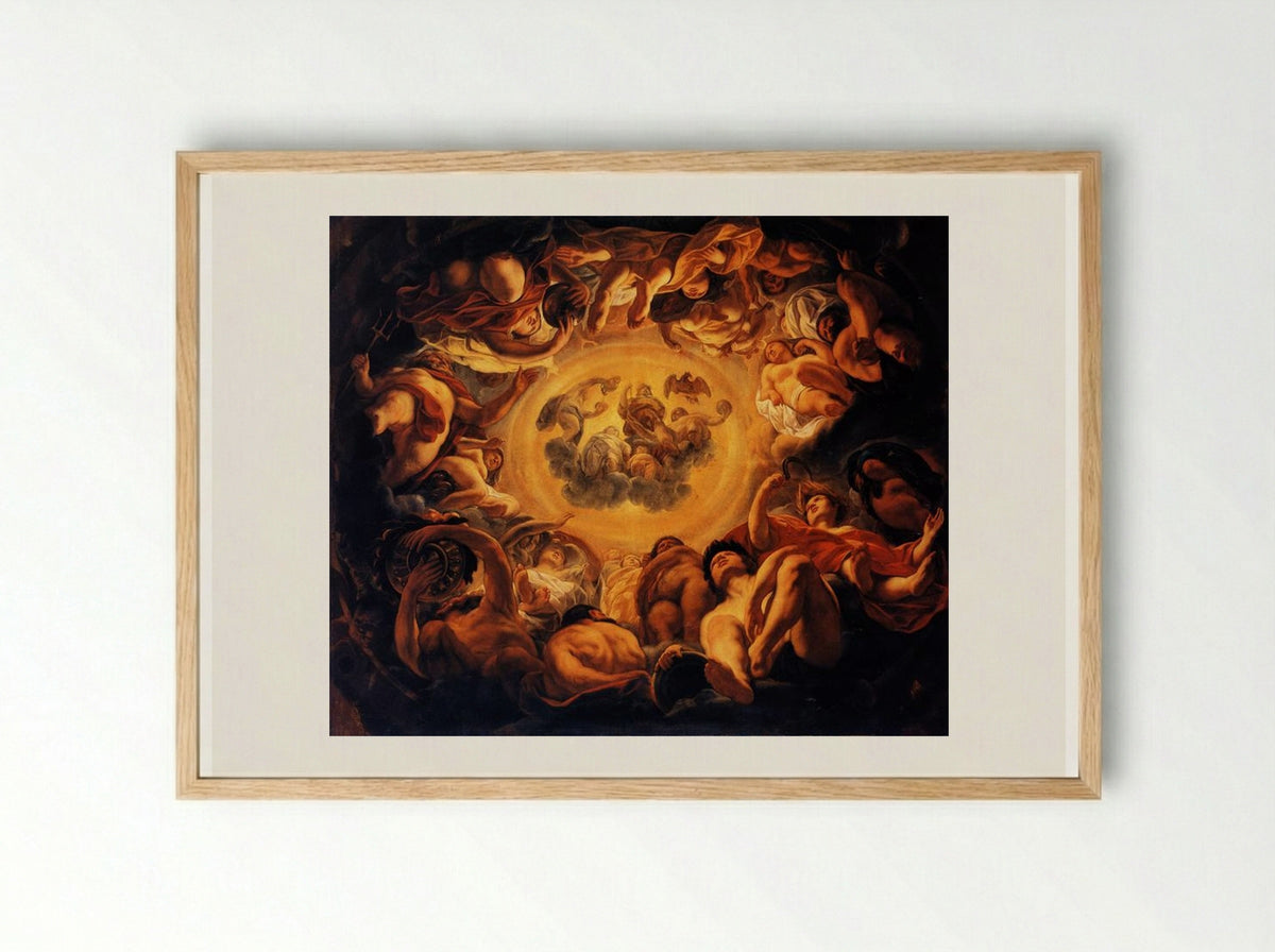 Psyche hosted on Olympus - Jacob Jordaens - Framed Print Wood