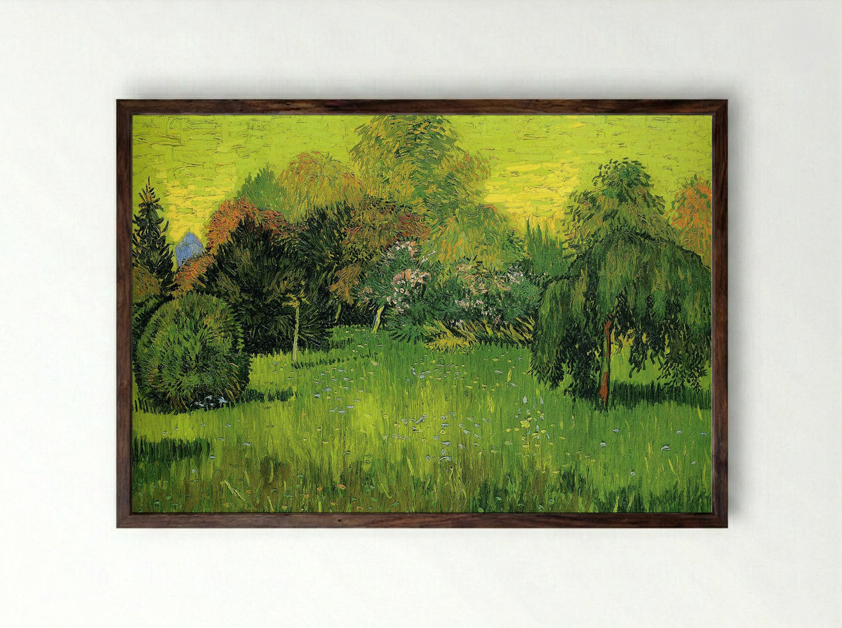 Public Park with Weeping Willow (The Poet's Garden I) - Vincent van Gogh - Framed Print Dark Wood