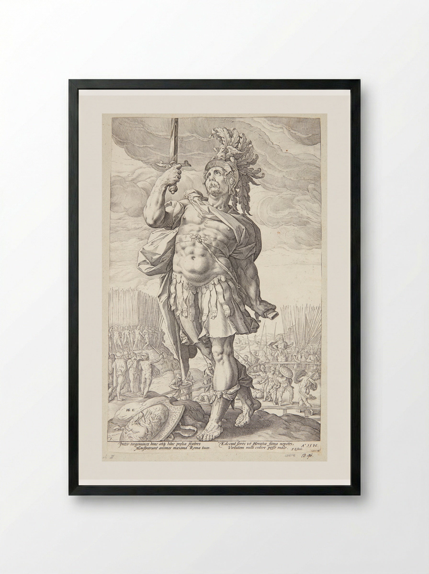Publius Horatius - Hendrick Goltzius - Framed Print Black