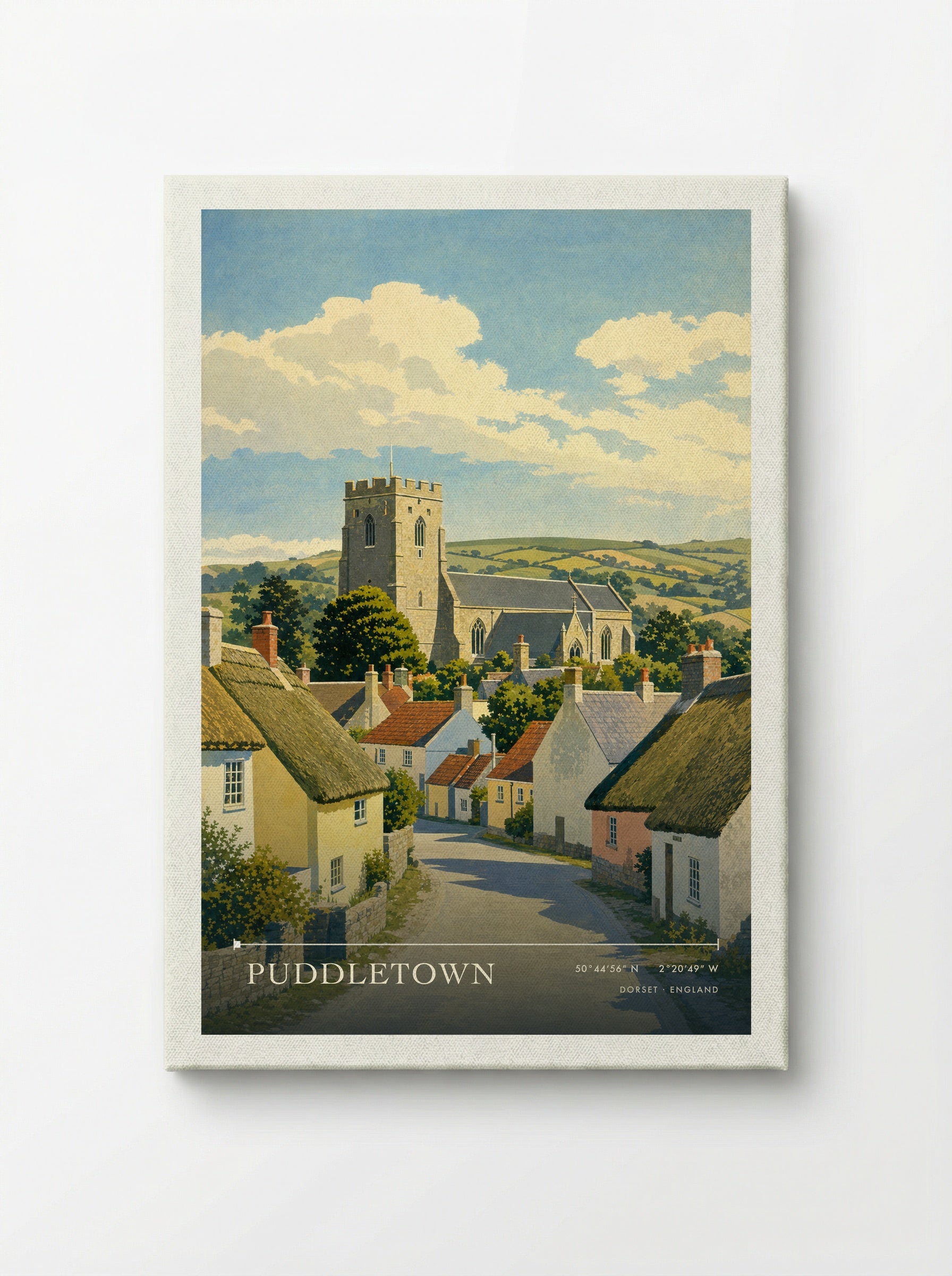 Puddletown Dorset England Travel Poster - Canvas