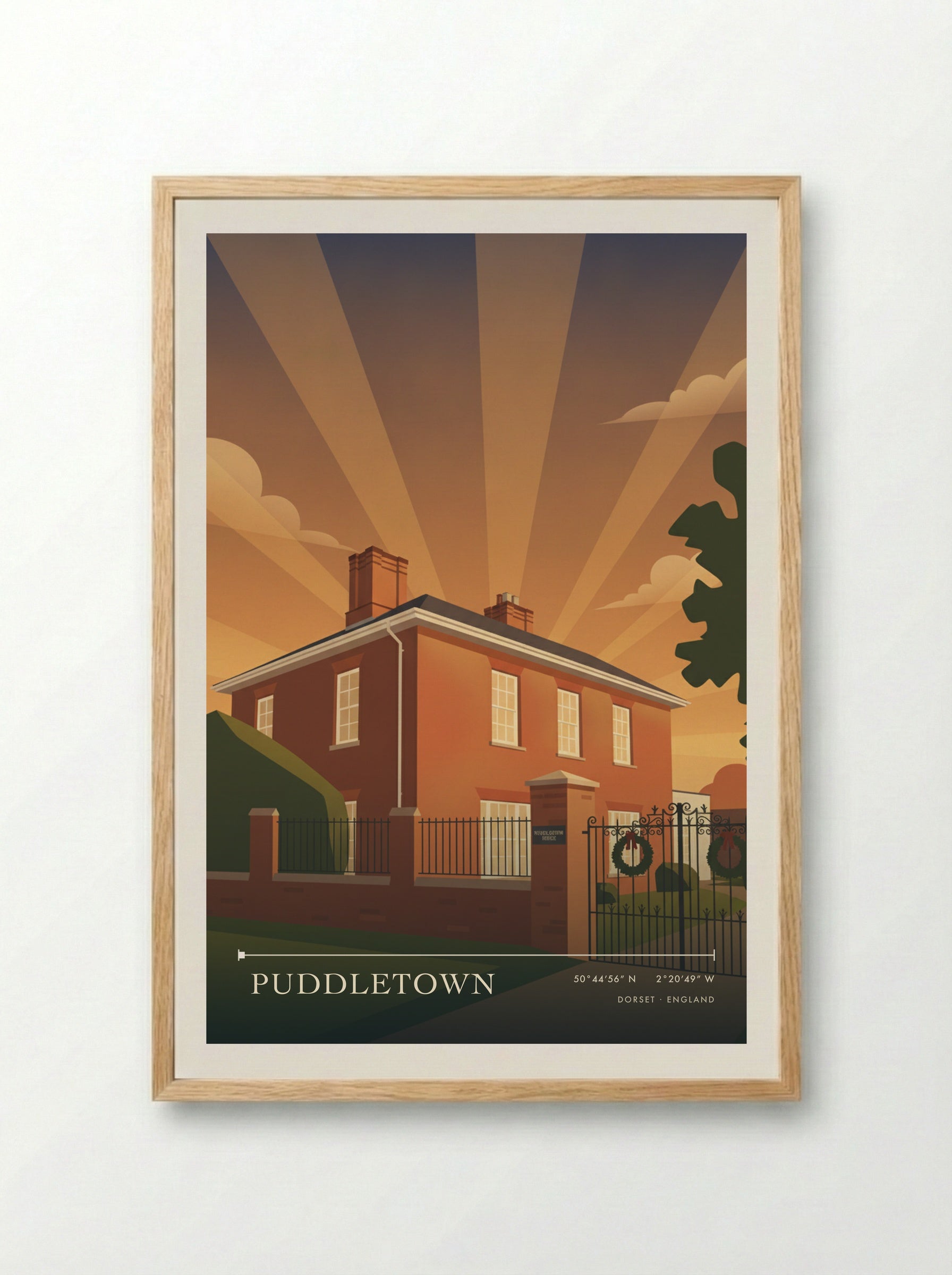 Puddletown Dorset England Travel Poster - Framed Print Wood
