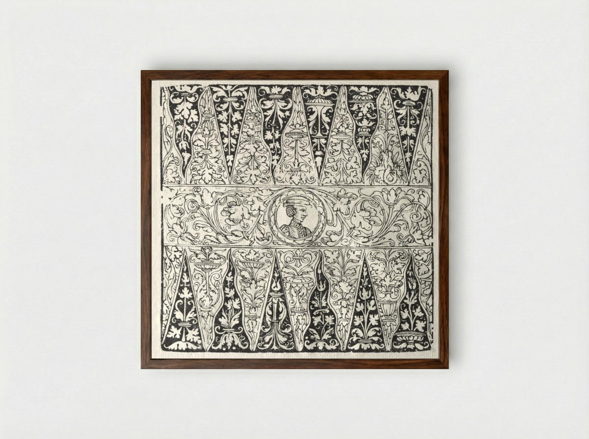 Puffspiel (Backgammon Board Design) - Peter Flötner - Framed Print Dark Wood