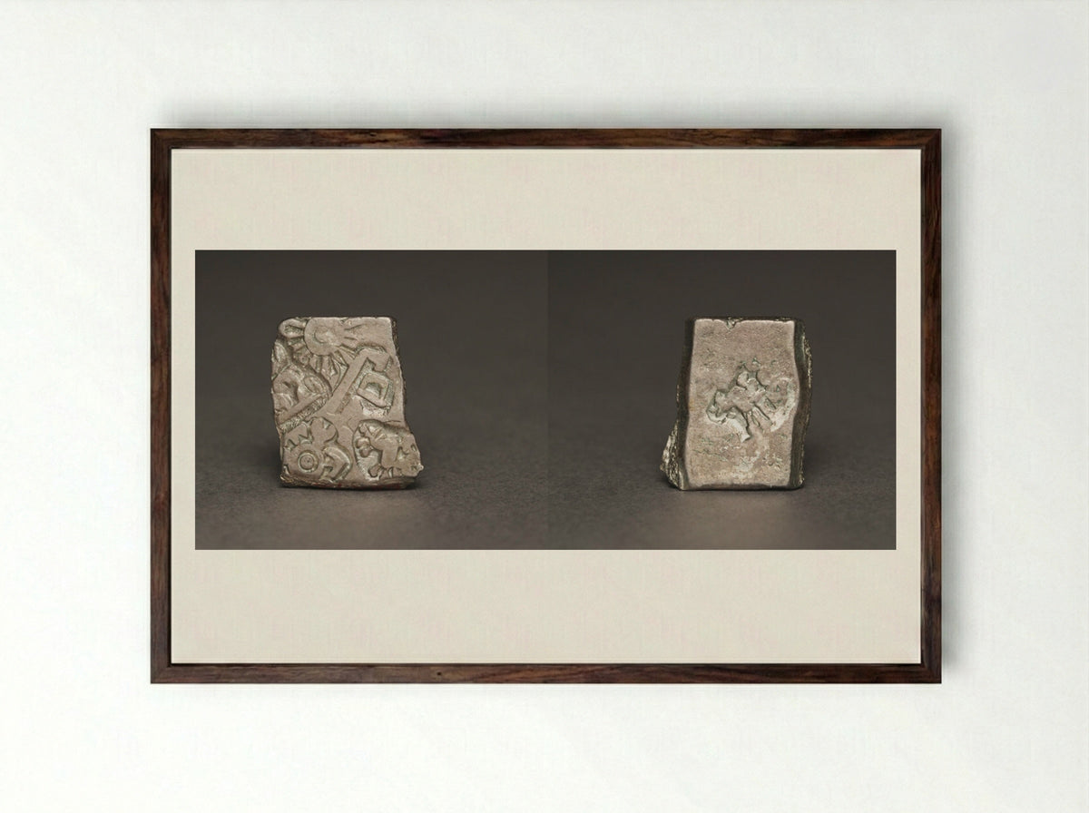 Punch-Marked Coin - Fine Art Print - Framed Print Dark Wood