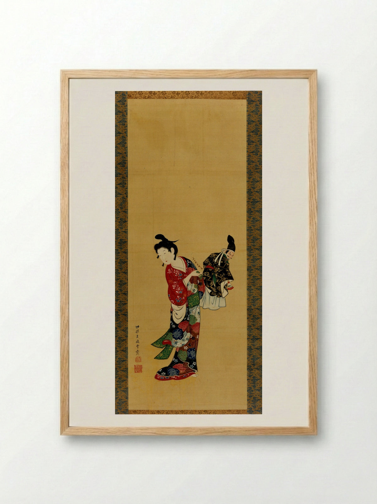 Puppeteer with Puppet - Tsukioka Sessai - Framed Print Wood