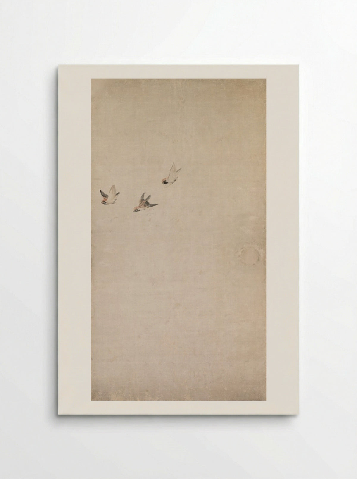 Puppies, Sparrows, and Chrysanthemums - Nagasawa Rosetsu - Poster