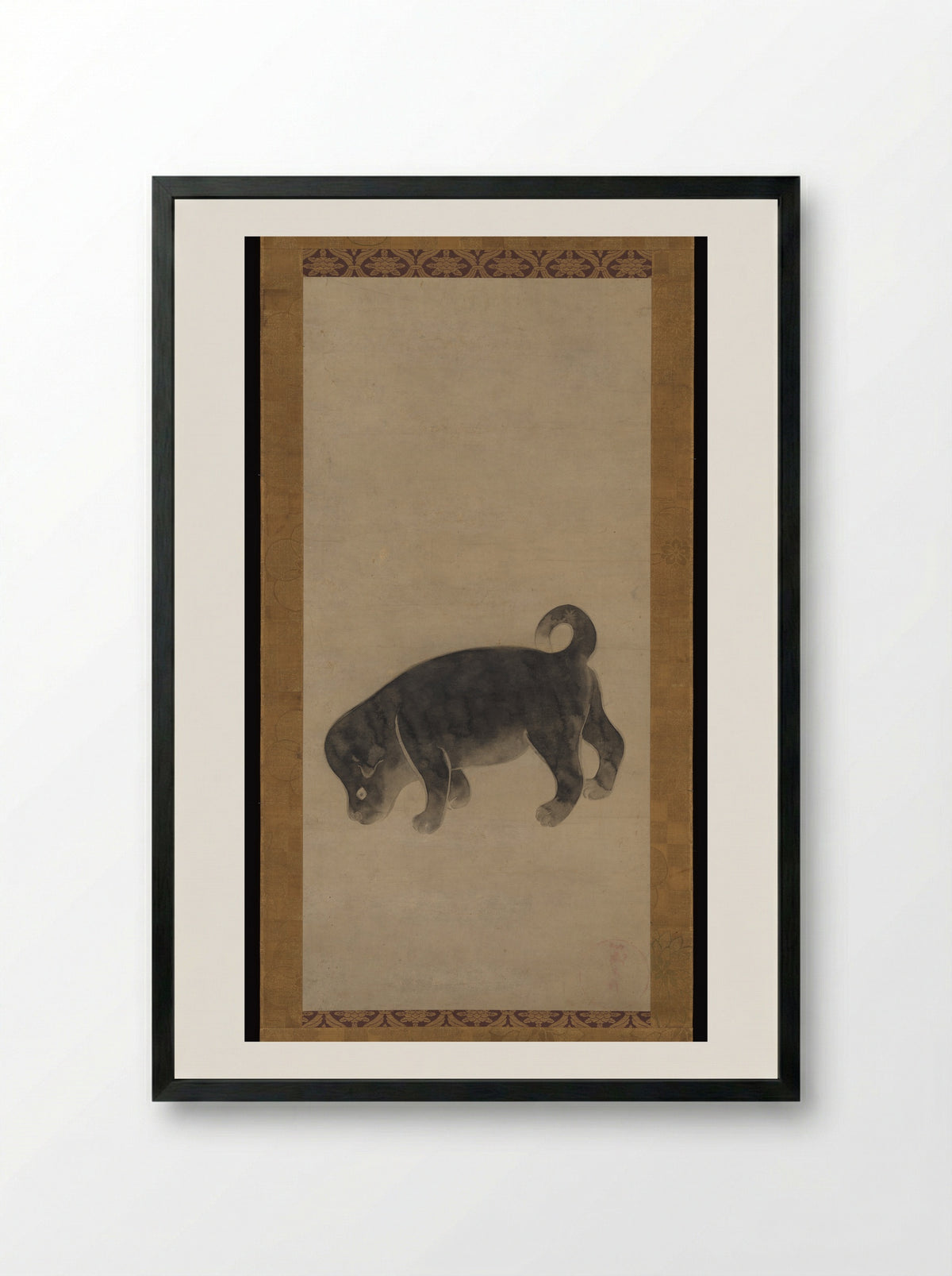 Puppy - Studio of Tawaraya Sōtatsu - Framed Print Black